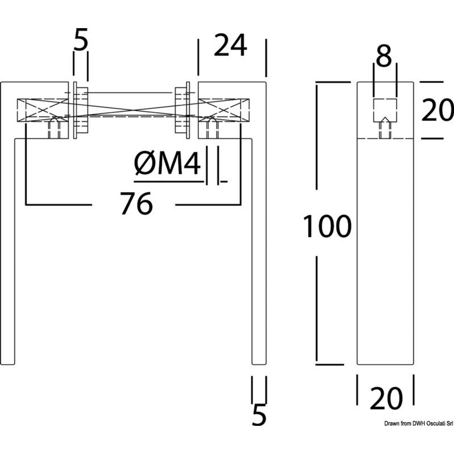 Nauta S handtag polerat AISI316 8 mm