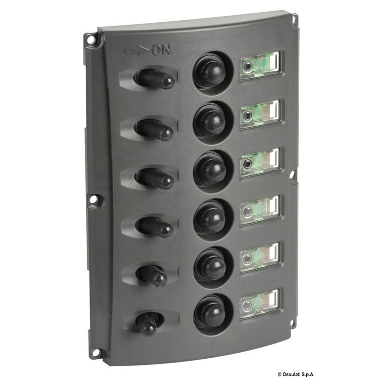 Elpanel med automatsäkringar och dubbel LED
