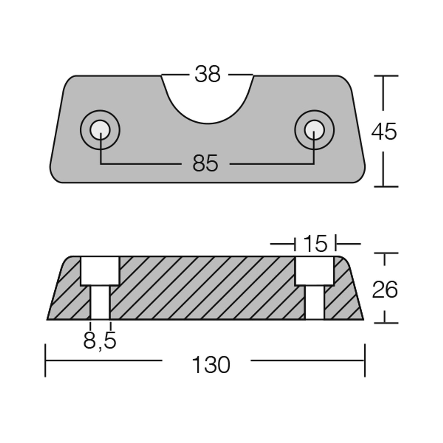 1852 Sinkanode Volvo DPX 130x45mm (872139)