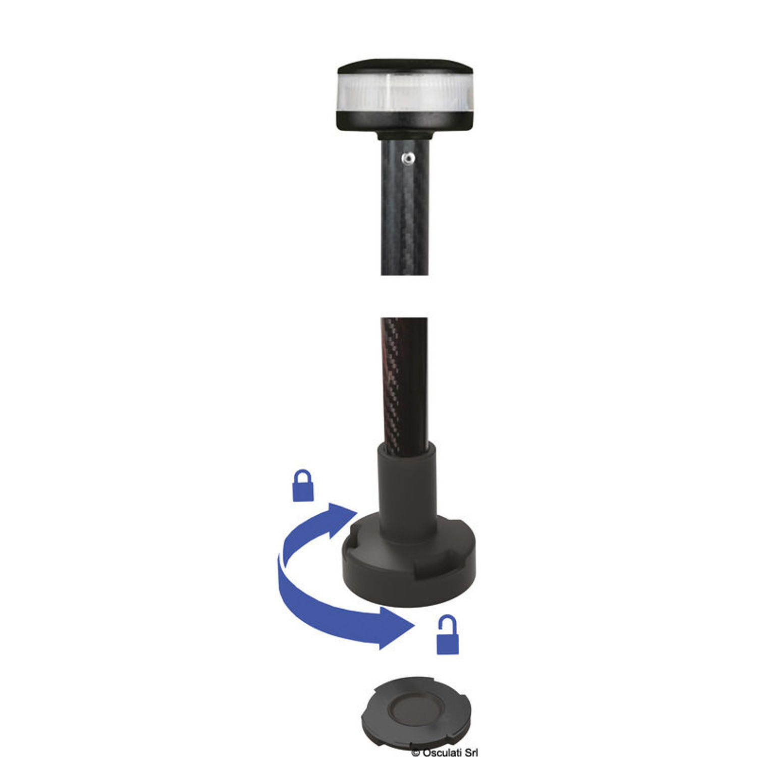 360° trådløs hvit lanternestang, plastbase 100 cm