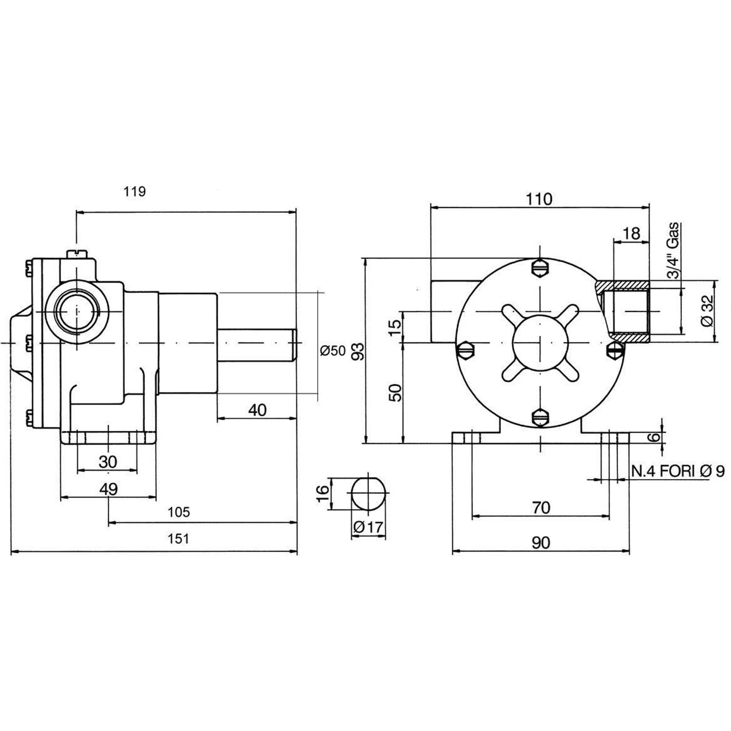 Ancor Impellerpumpe 3/4" PM35