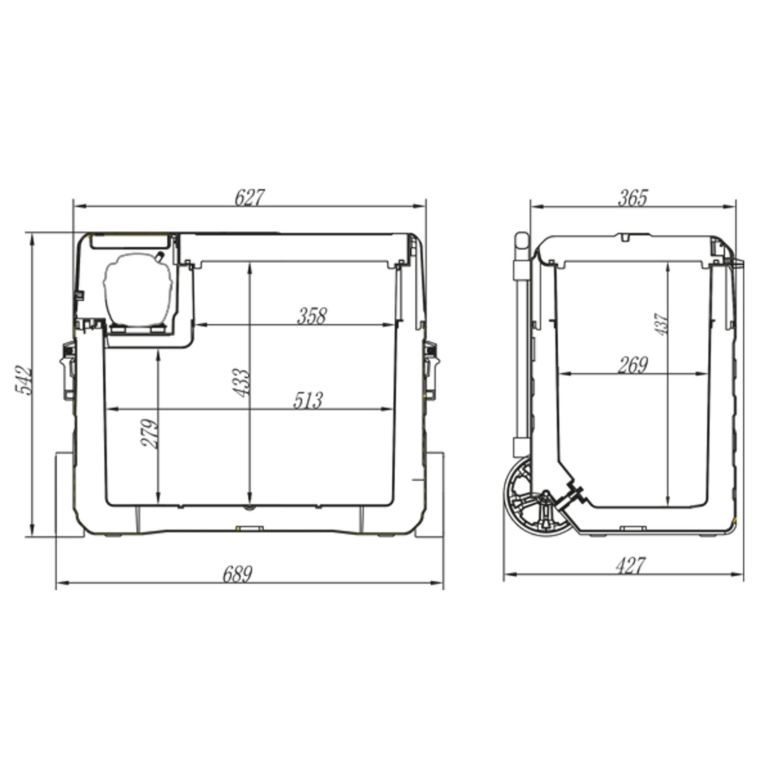 1852 køleboks 40L med kompressor 12/24/230V og til batteri