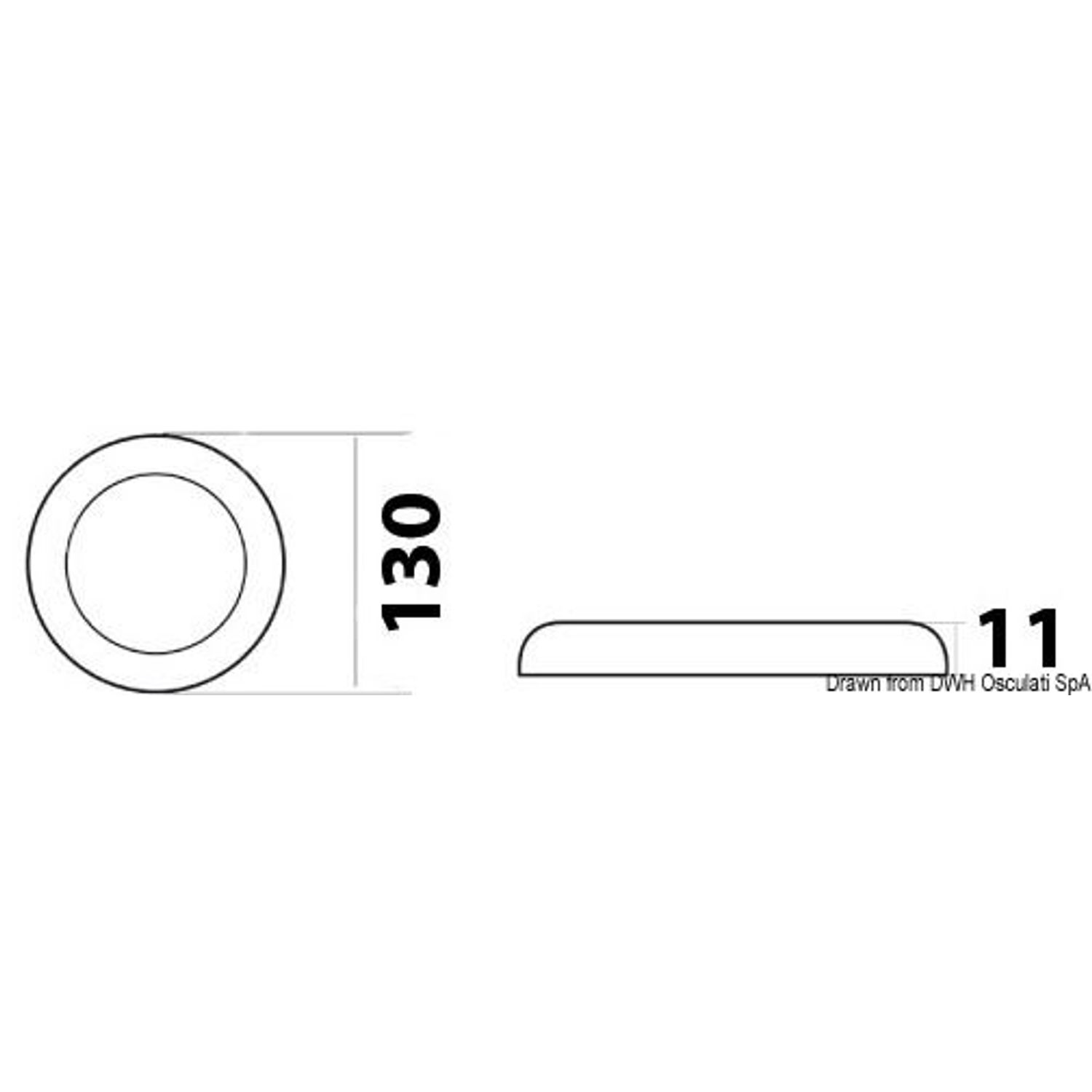 Ultraflat LED-lampe med hvit ringmutter 12/24 V 3 W