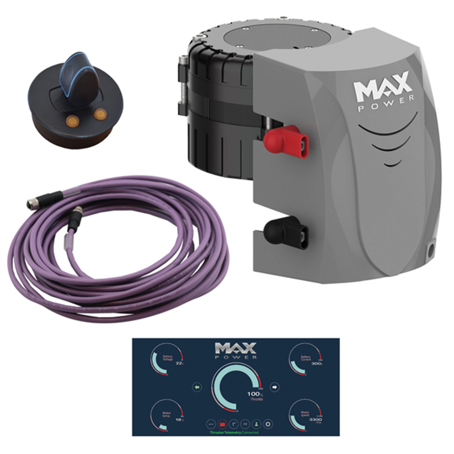 Max Power Steglös bogpropeller Eco, motorkit 24V
