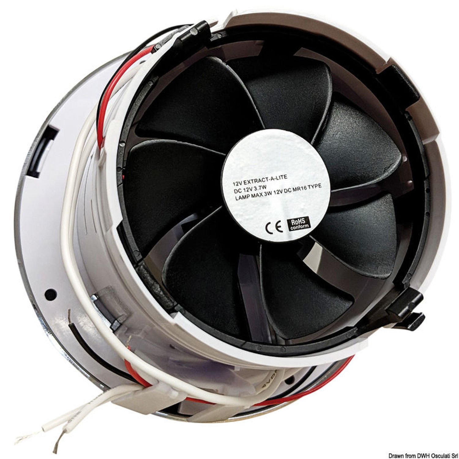 Indbygget LED-spotlight med udsugningsventilator 24V