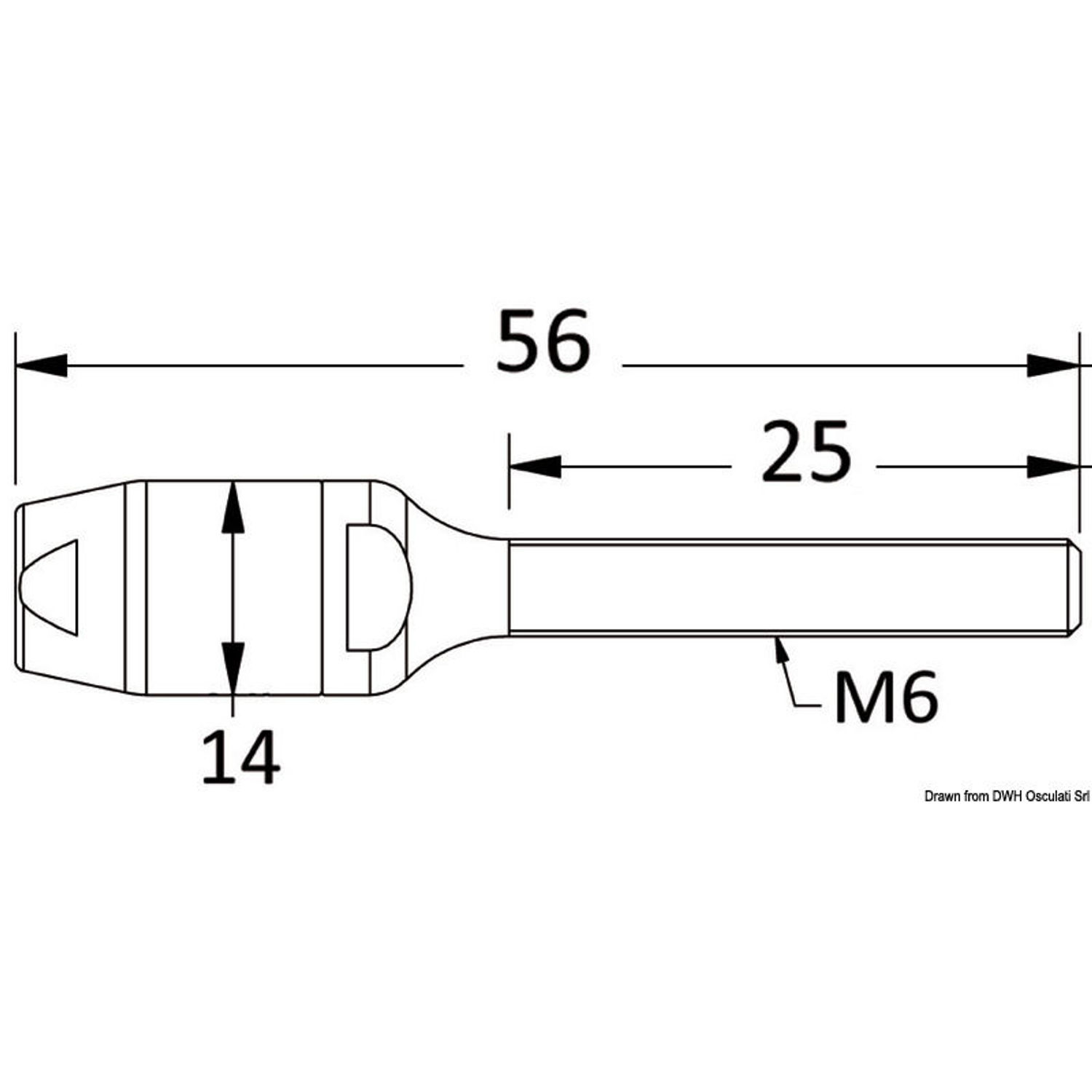 Gjenget terminal for tekstil Ø 4 mm