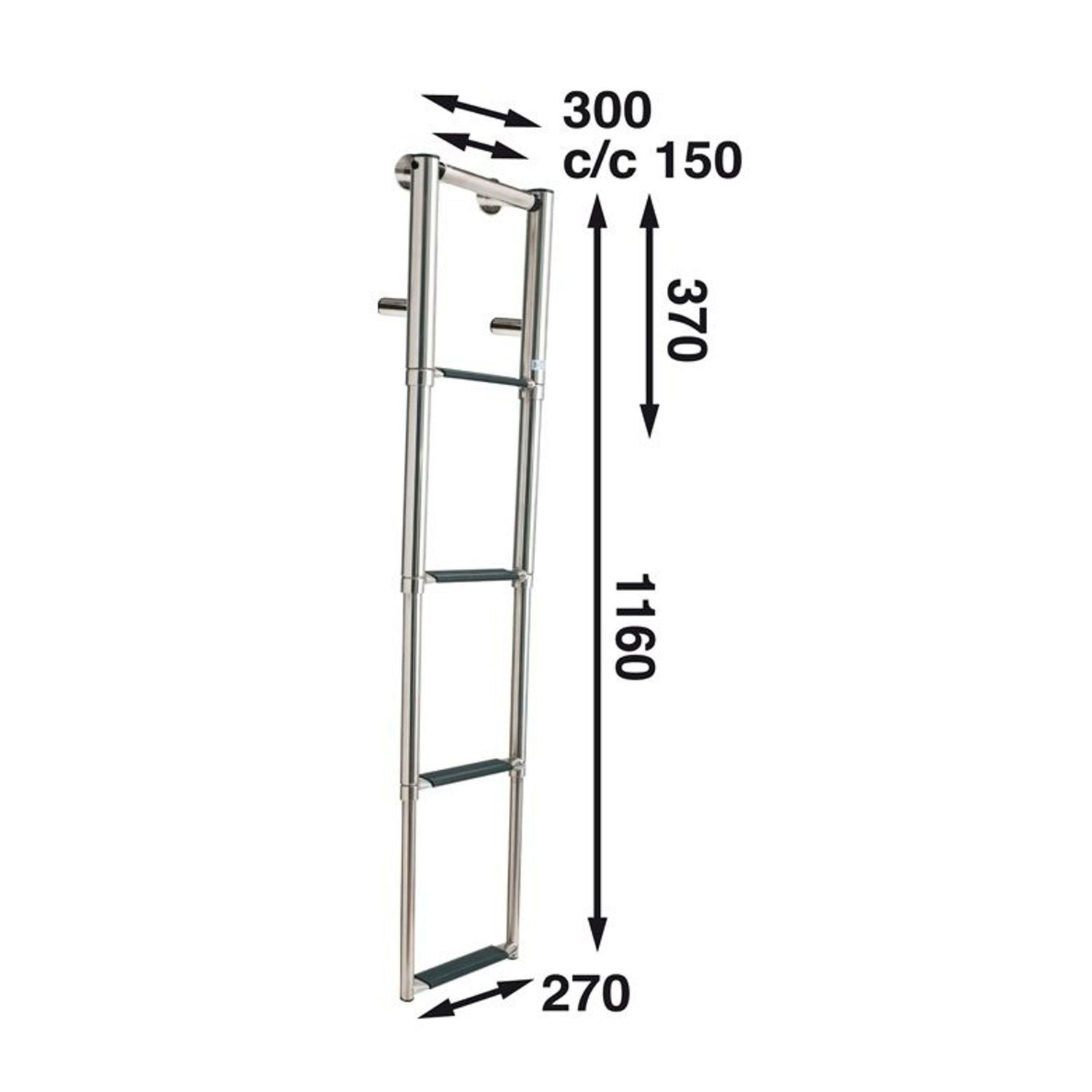 Båtsystem Redningsstige Akterspeil 116 x 30 cm 4 trinn