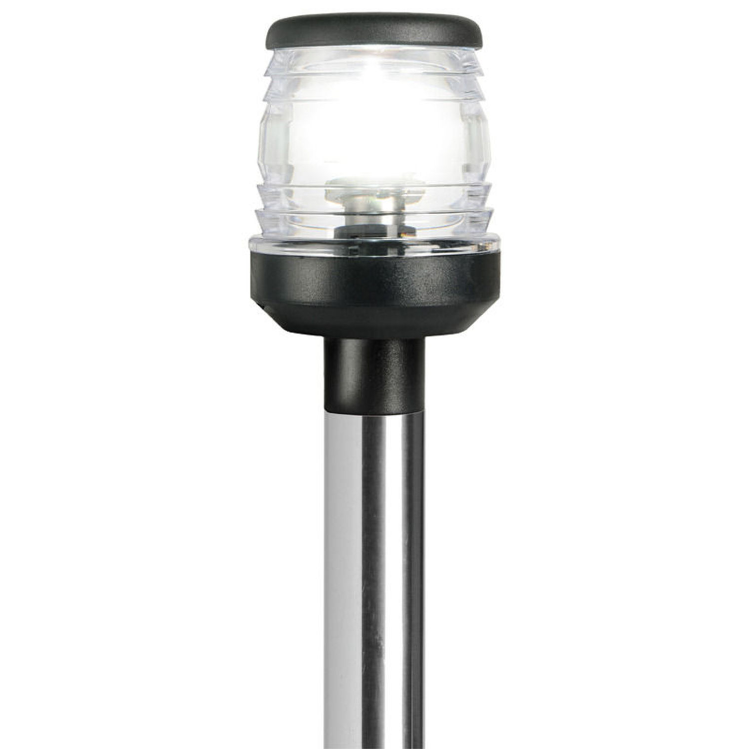 Rostfri lanternstolpe 100 cm med vit plastlanterna