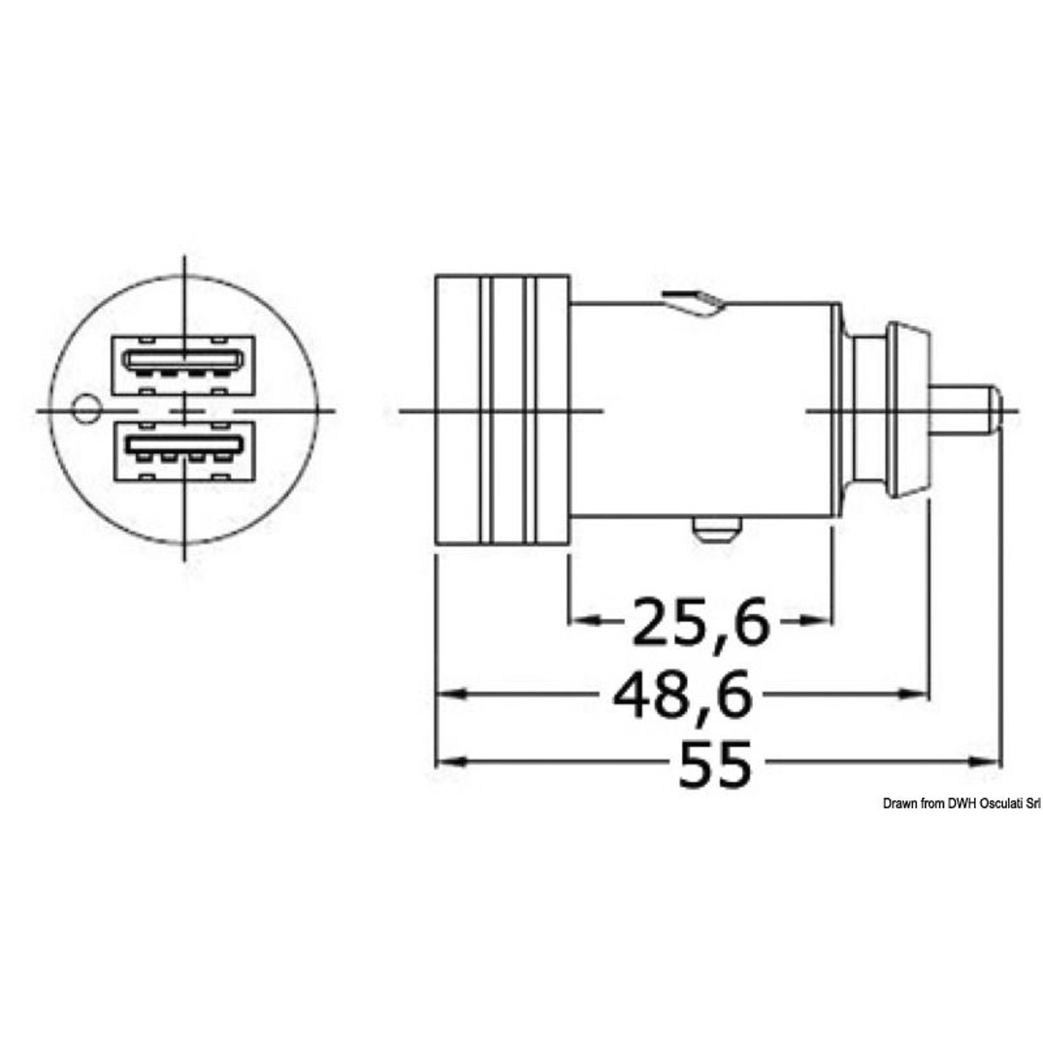 Kaksois-USB-pistoke tyyppi A+C 12/24V 2.4A