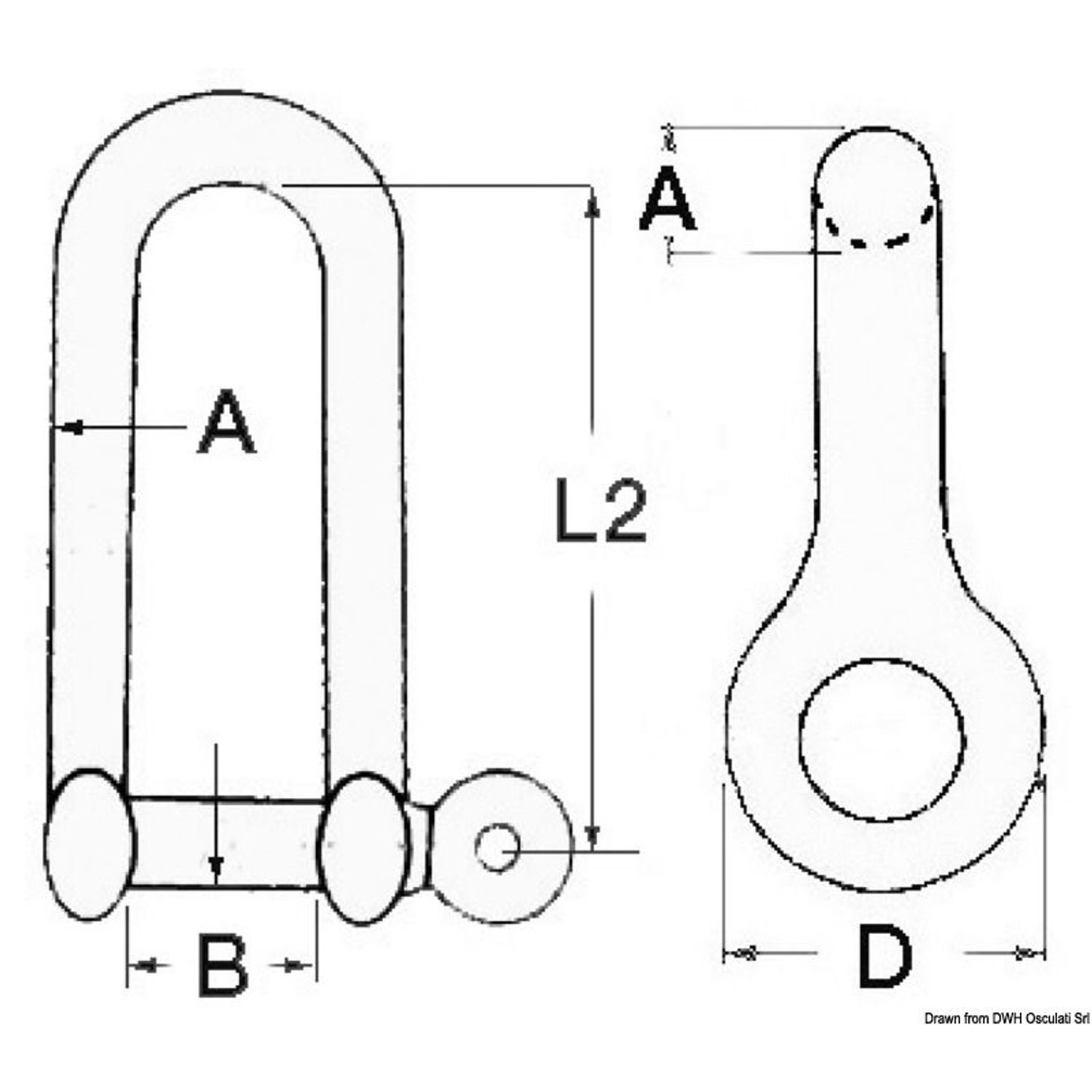 Lang sjækkel AISI 316 4 mm