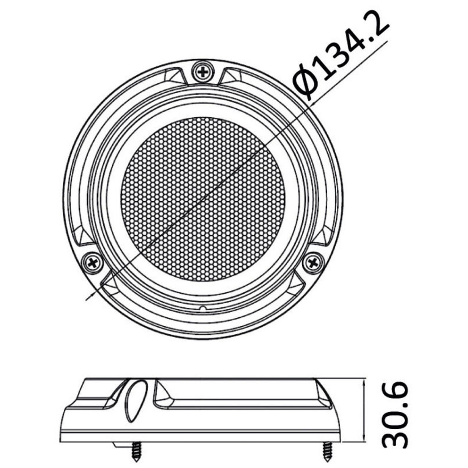 Pyöreä sininen vedenalainen valo 134 mm