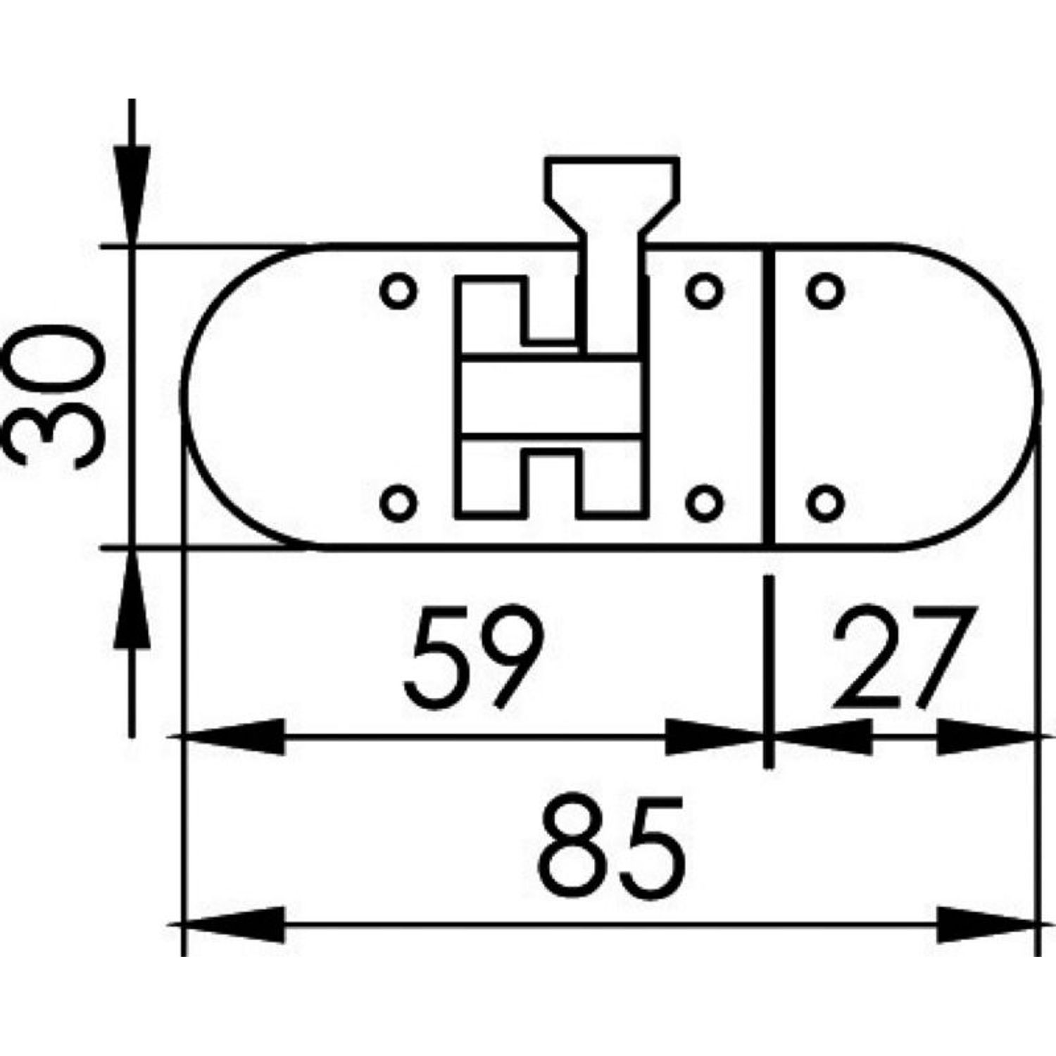 AISI316 speilpolert skyveregel 85x31 mm