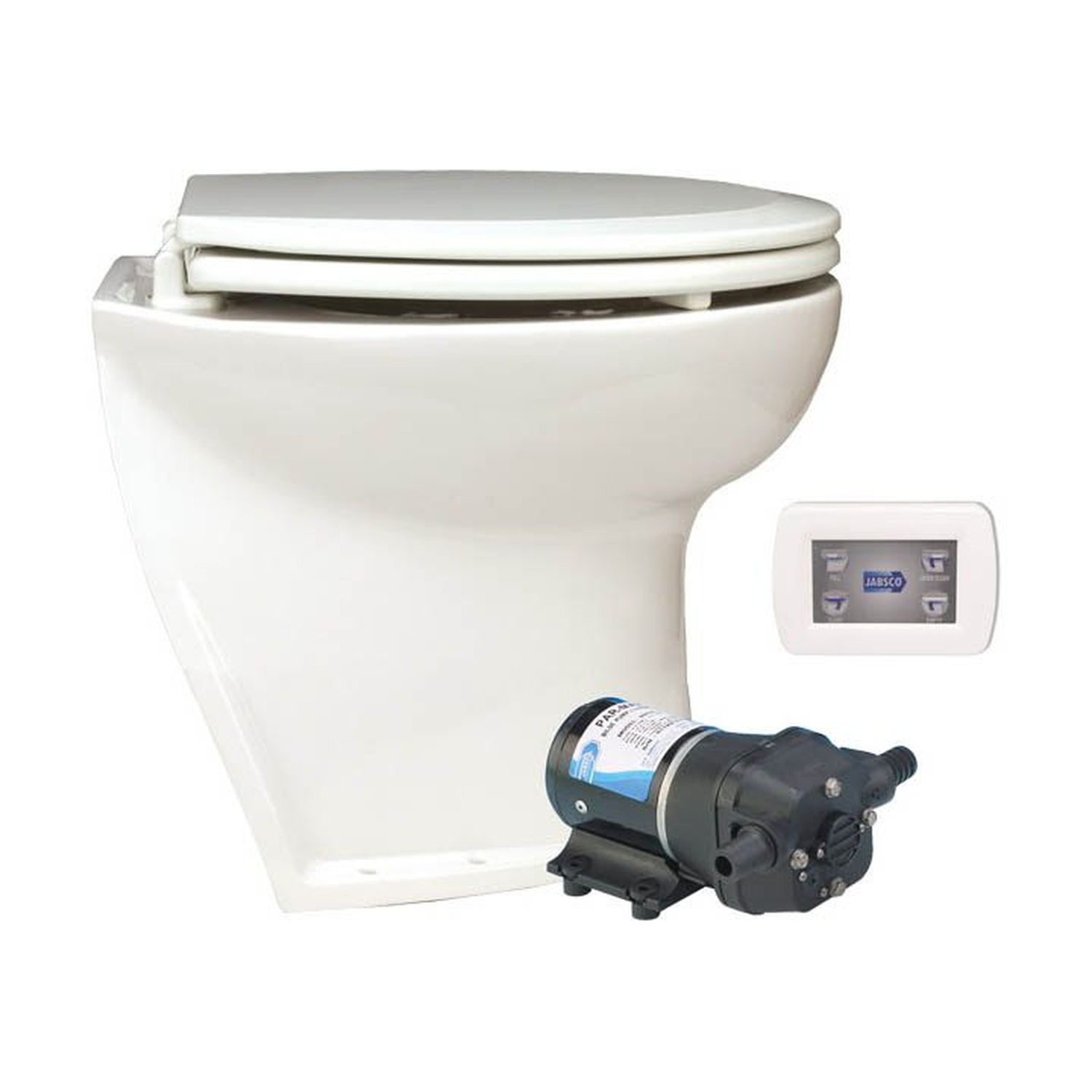 Jabsco El-toalett Deluxe Flush 14'', Vinklad, Solenoid 12v