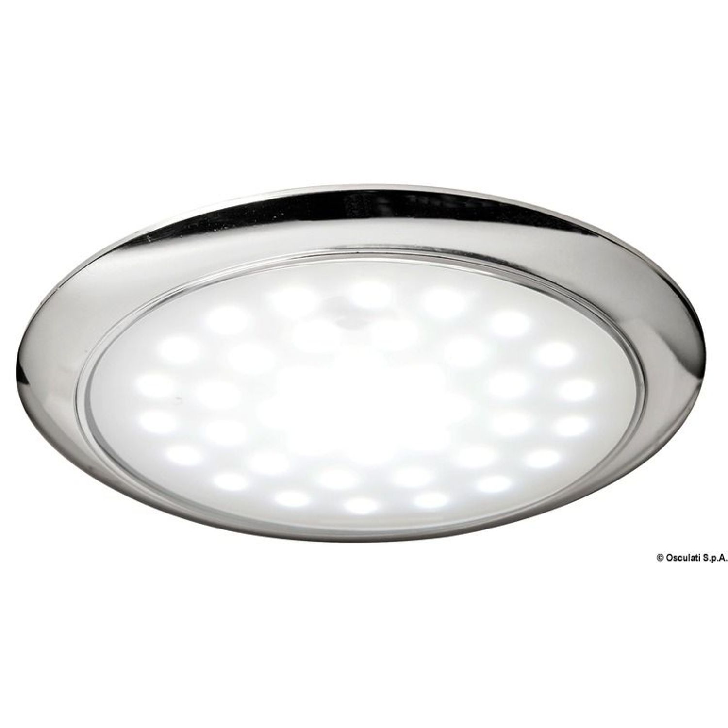 Ultraflat LED-lampe med forkrommet ringmutter 12/24 V 3 W