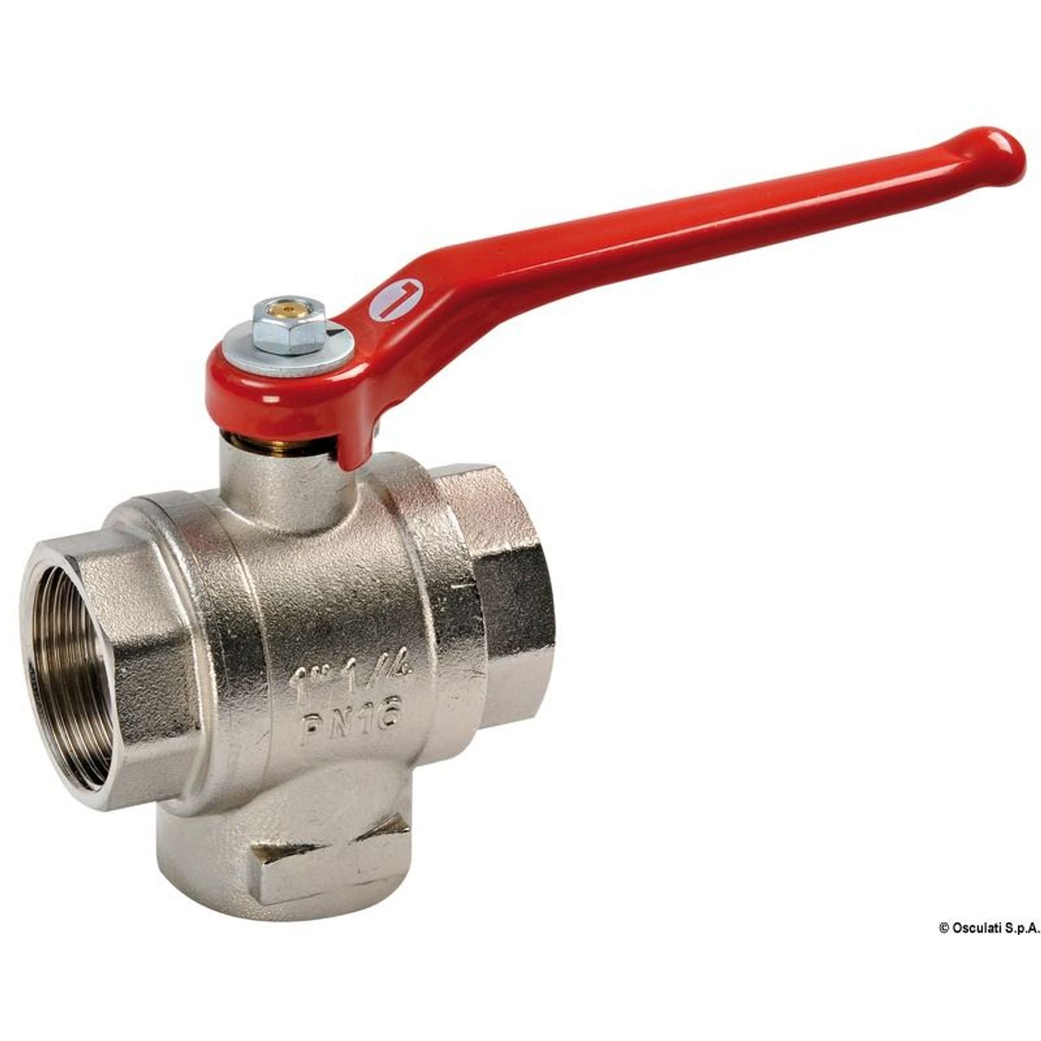 Kugleventil i messing 3-vejs 1/2" L