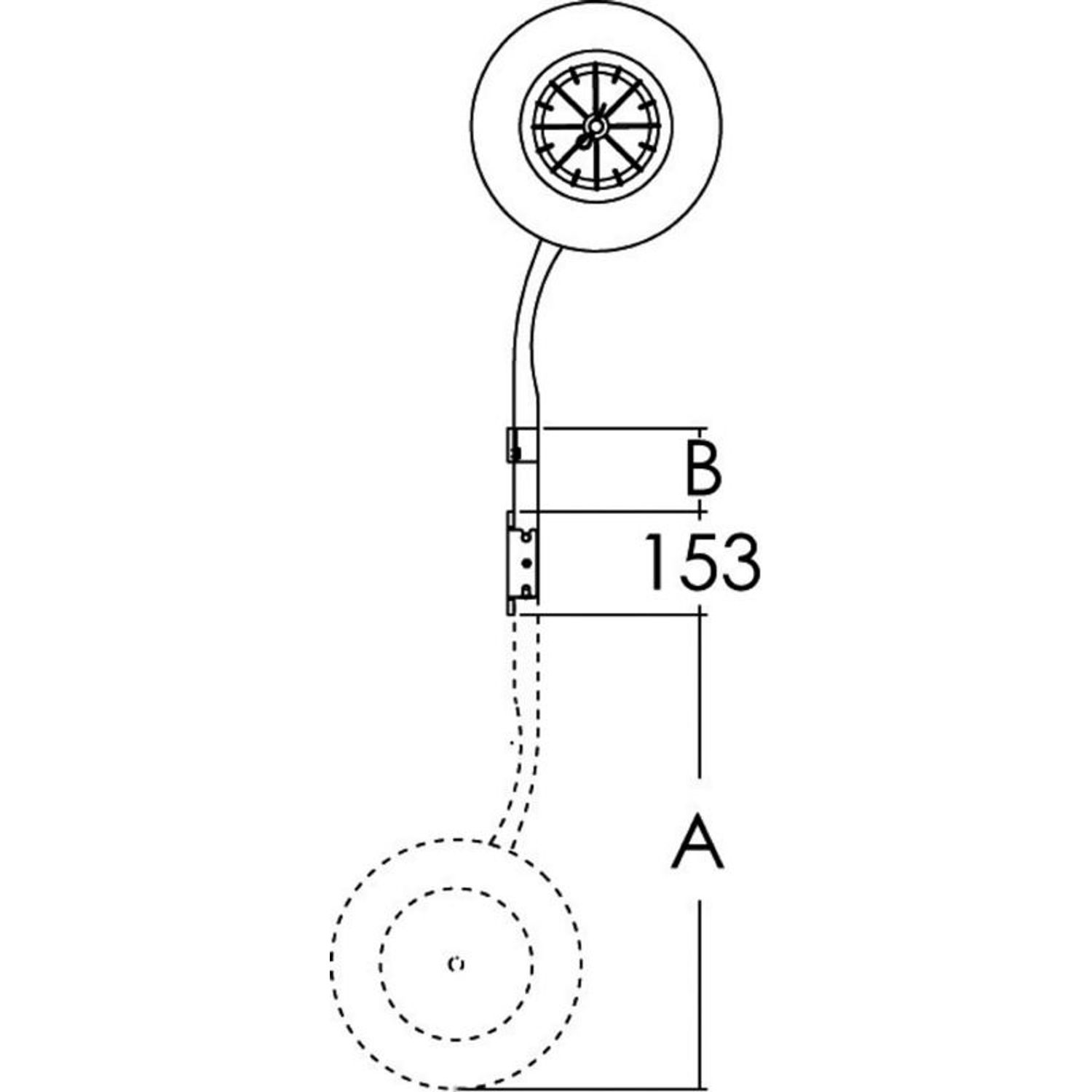 Akterspeilhjul for jolle, oppfellbare, 240 kg