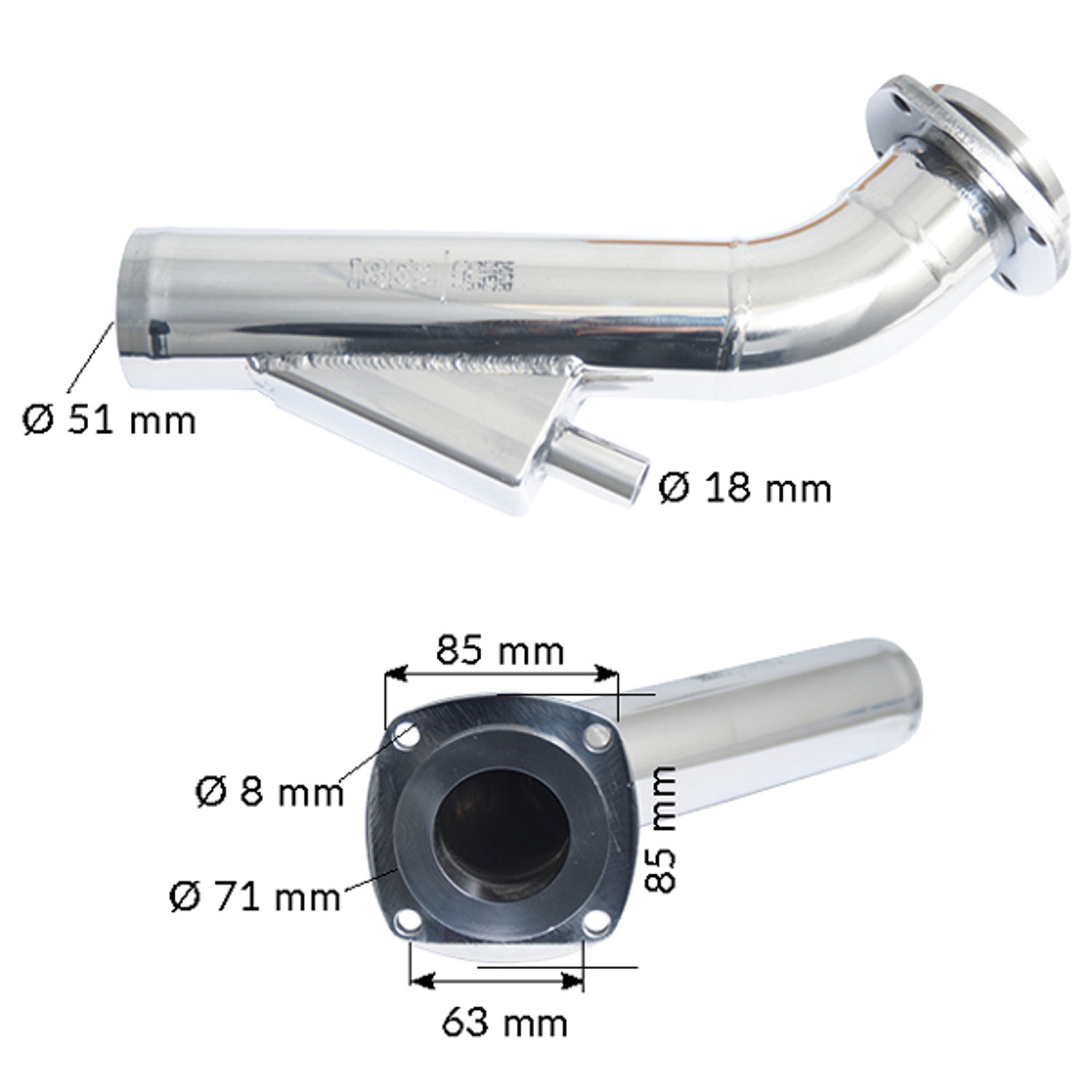 1852 Udstødnings bøjning rustfrit stål Bukh DV36