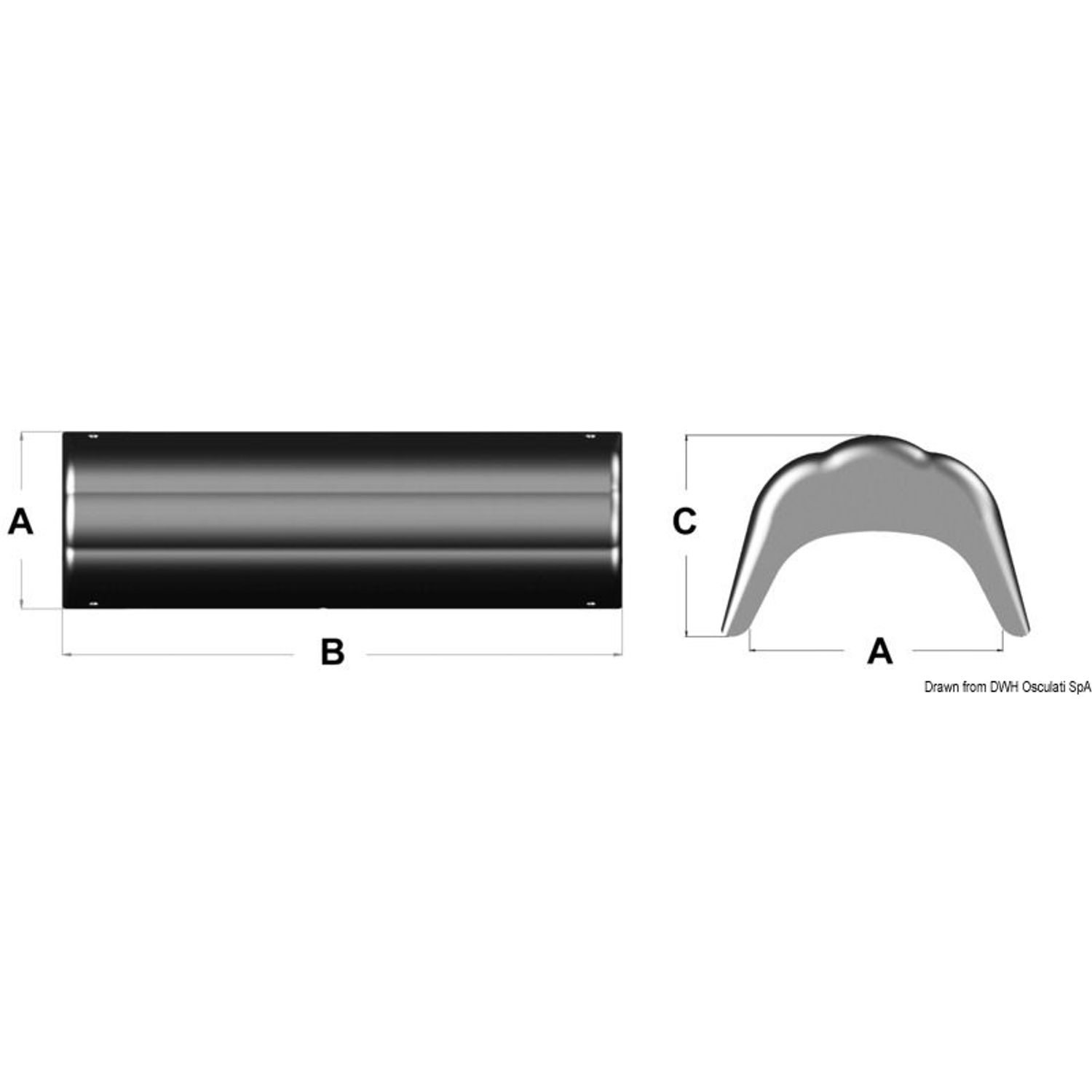 Fenderprofil til landgang 610 mm blå