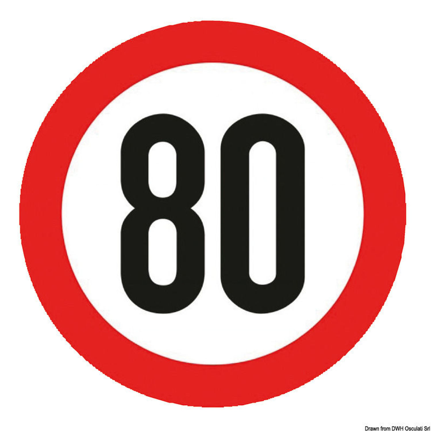 Typegodkendt selvklæbende hastighedsskilt 80 Km/h