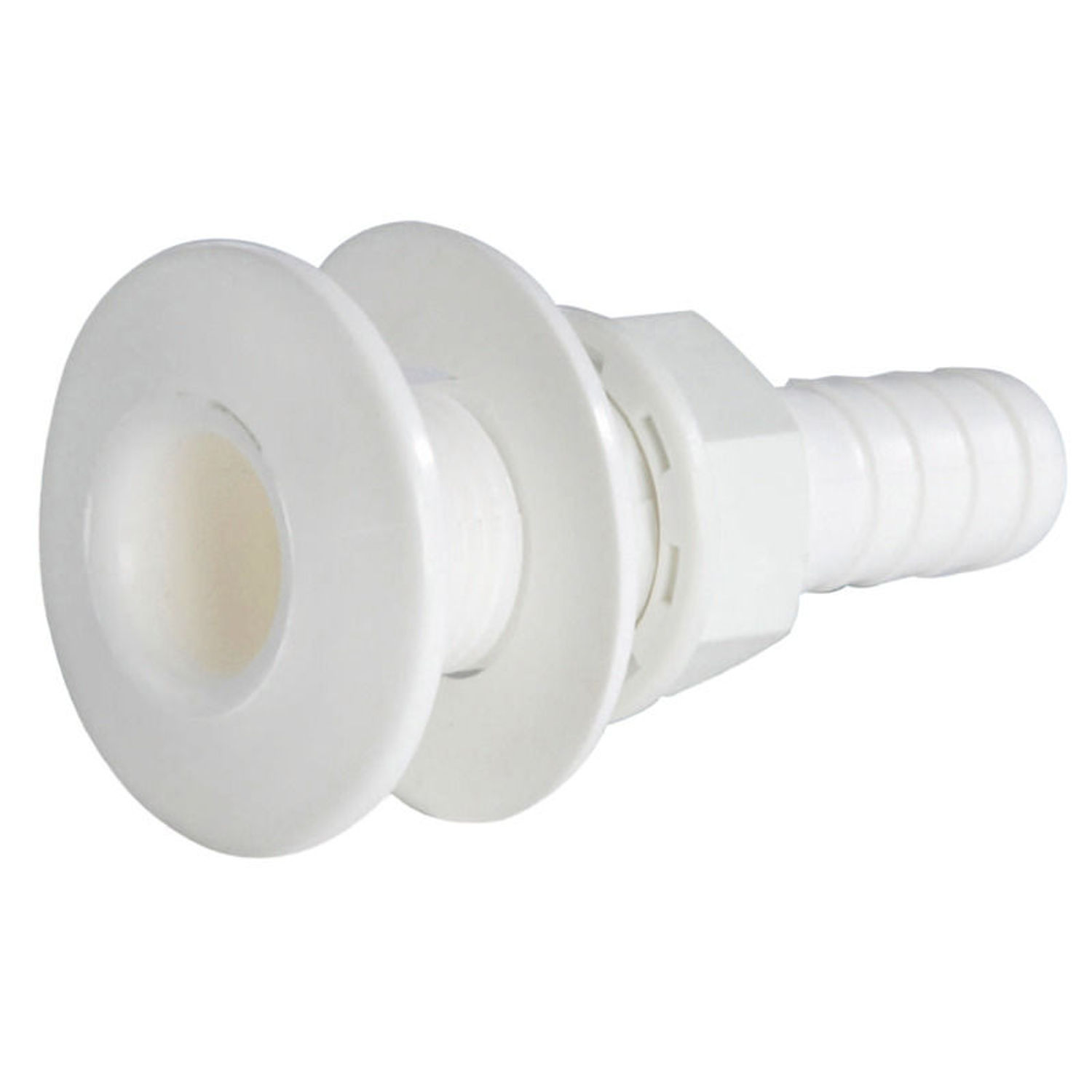 Bundventil hvid plast med slangeadapter 1"