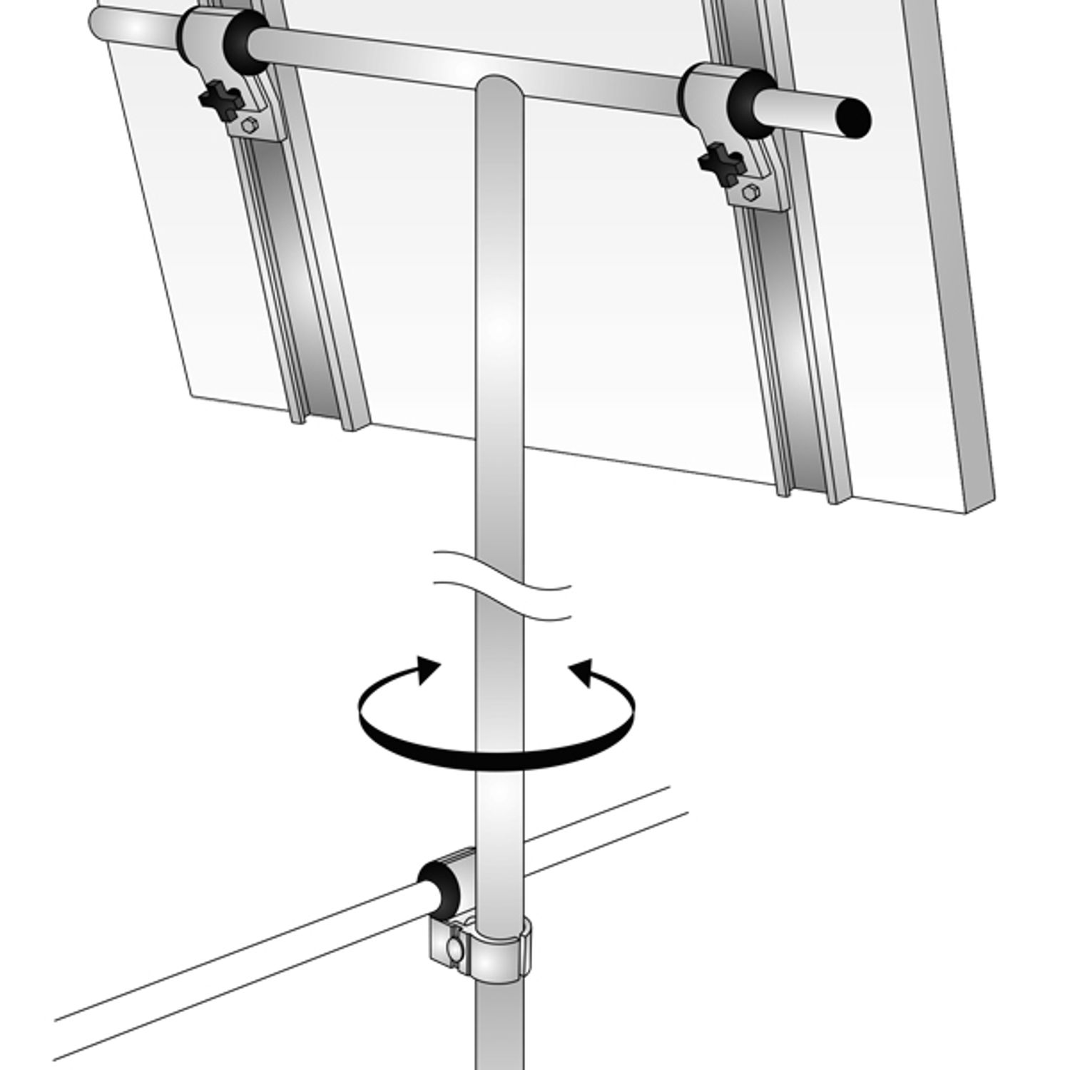 Justerbar beslag til solpanel med stang