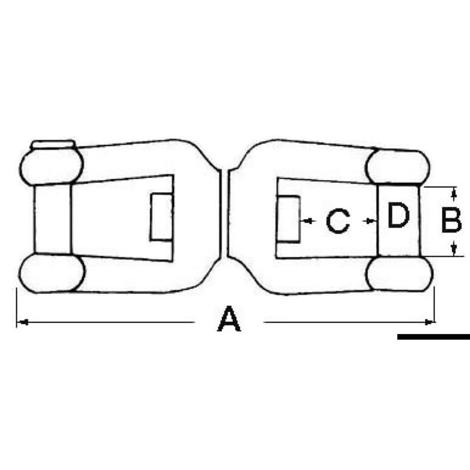 Sjækkel/sjækkelsvirvel med forsænket bolt AISI 316 10 mm