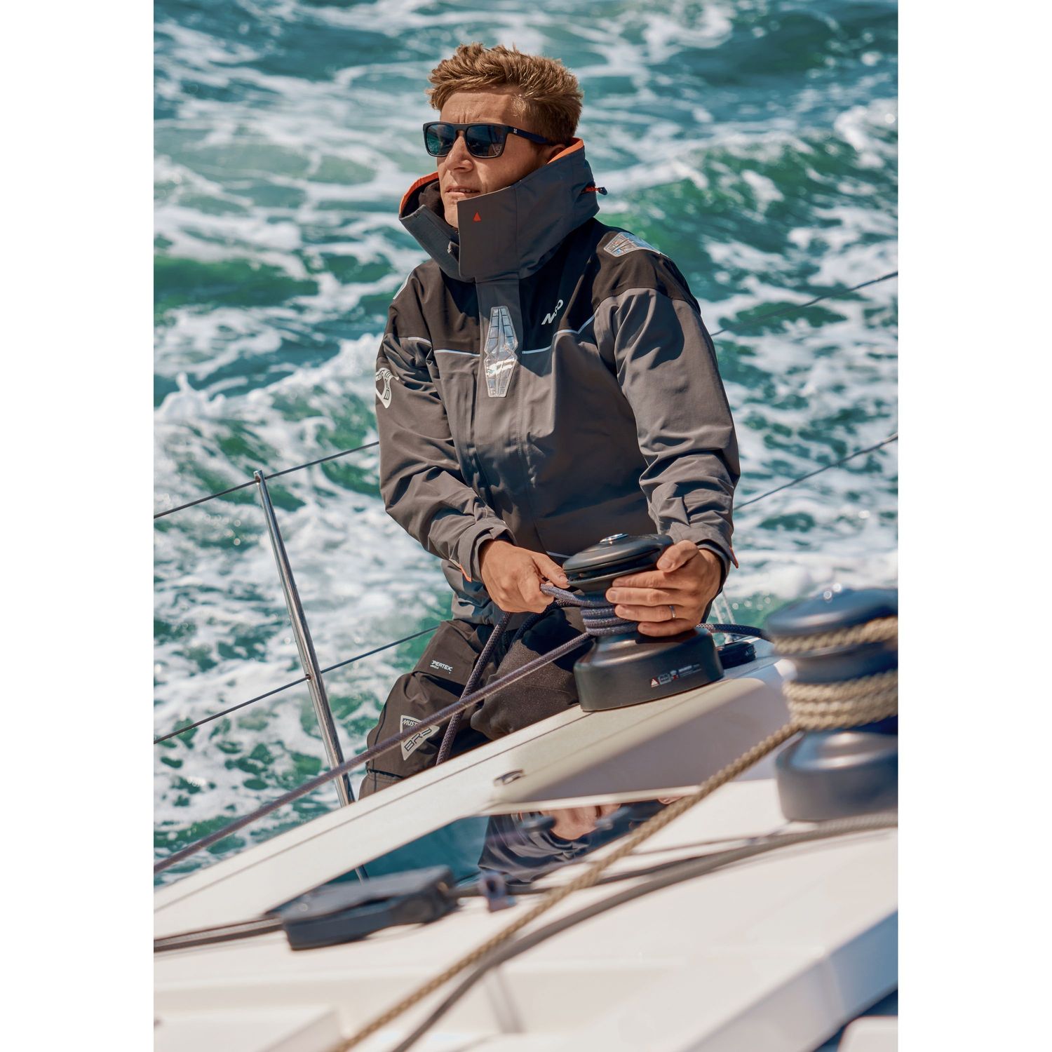 Purjehdustakki M BR3 Pertex Offshore miehille harmaa