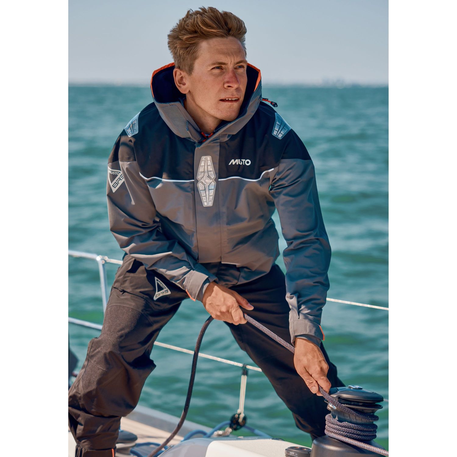 Seilerjakke M BR3 Pertex Offshore herre grå