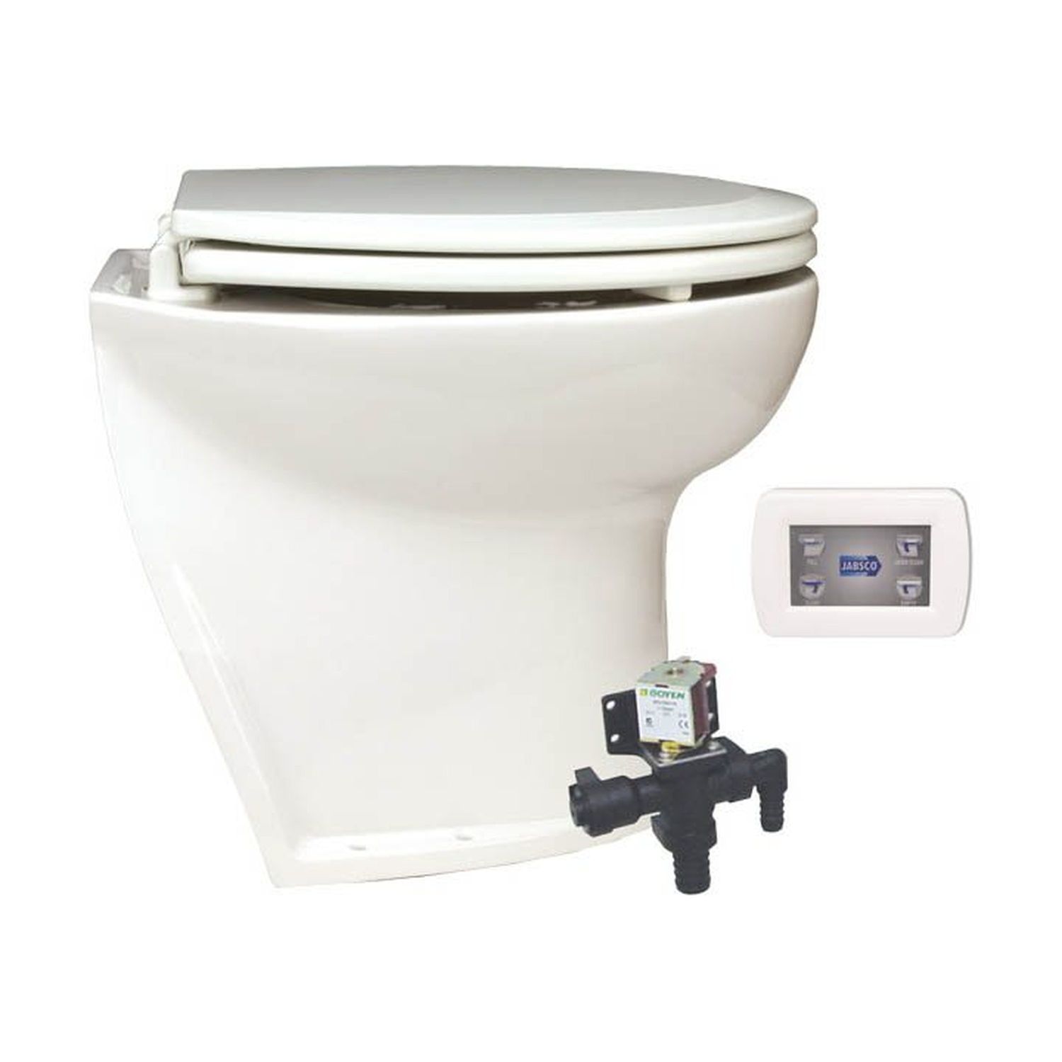 Jabsco El-toalett Deluxe Flush 14'', Vinklad, Pump 12v