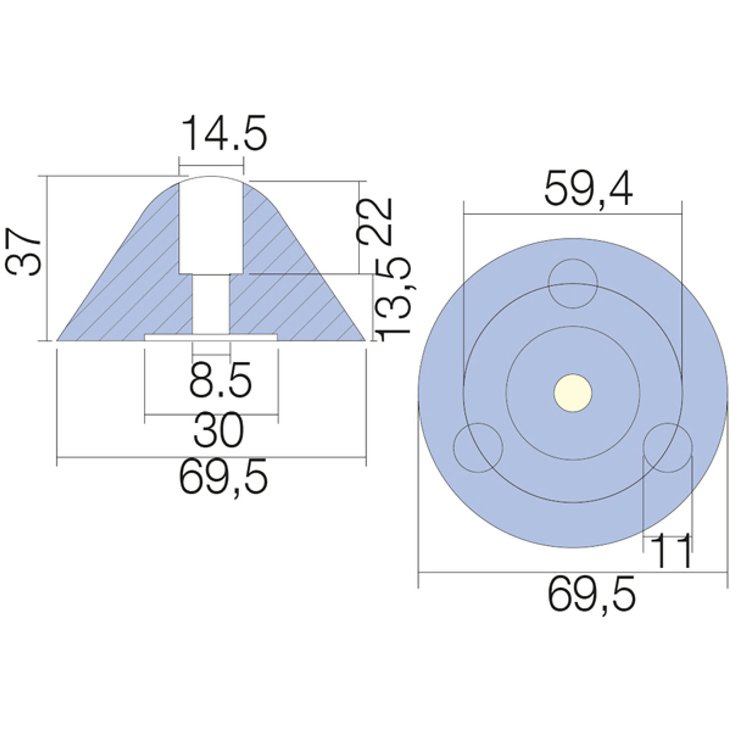 Tecnoseal sinkki flex o fold Ø69.5mm:lle