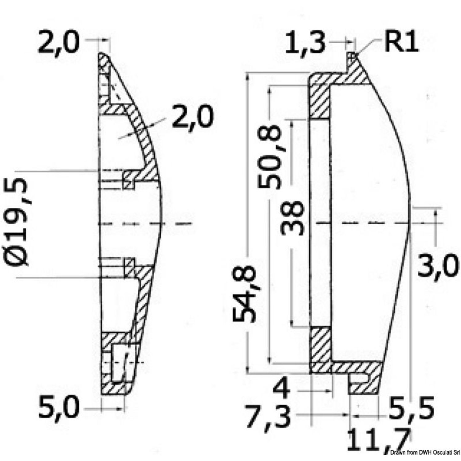 Kontrollpanel för ankarspel 75 x 62 mm