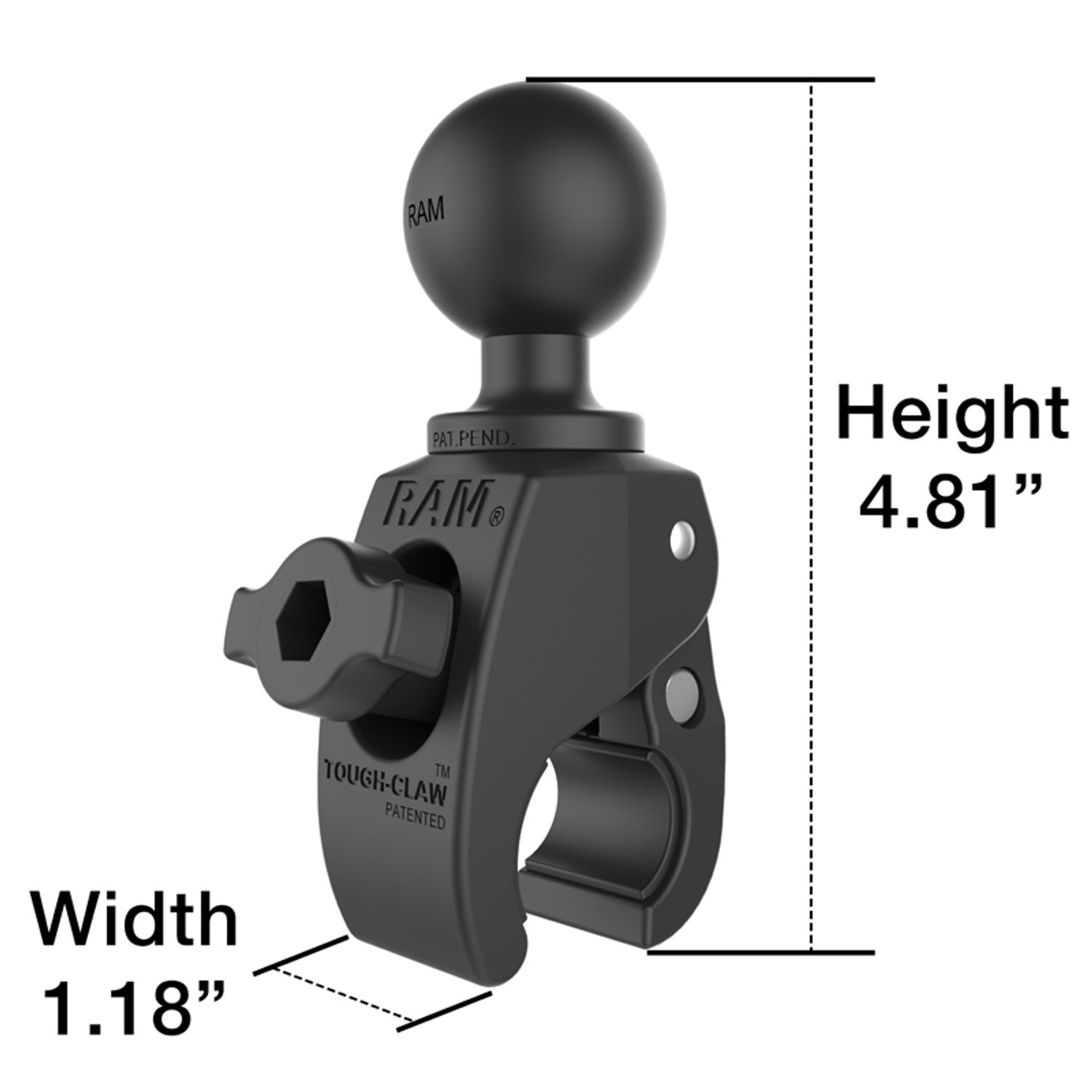 RAM C-sokkel med klørørør 0,625"-1,5"