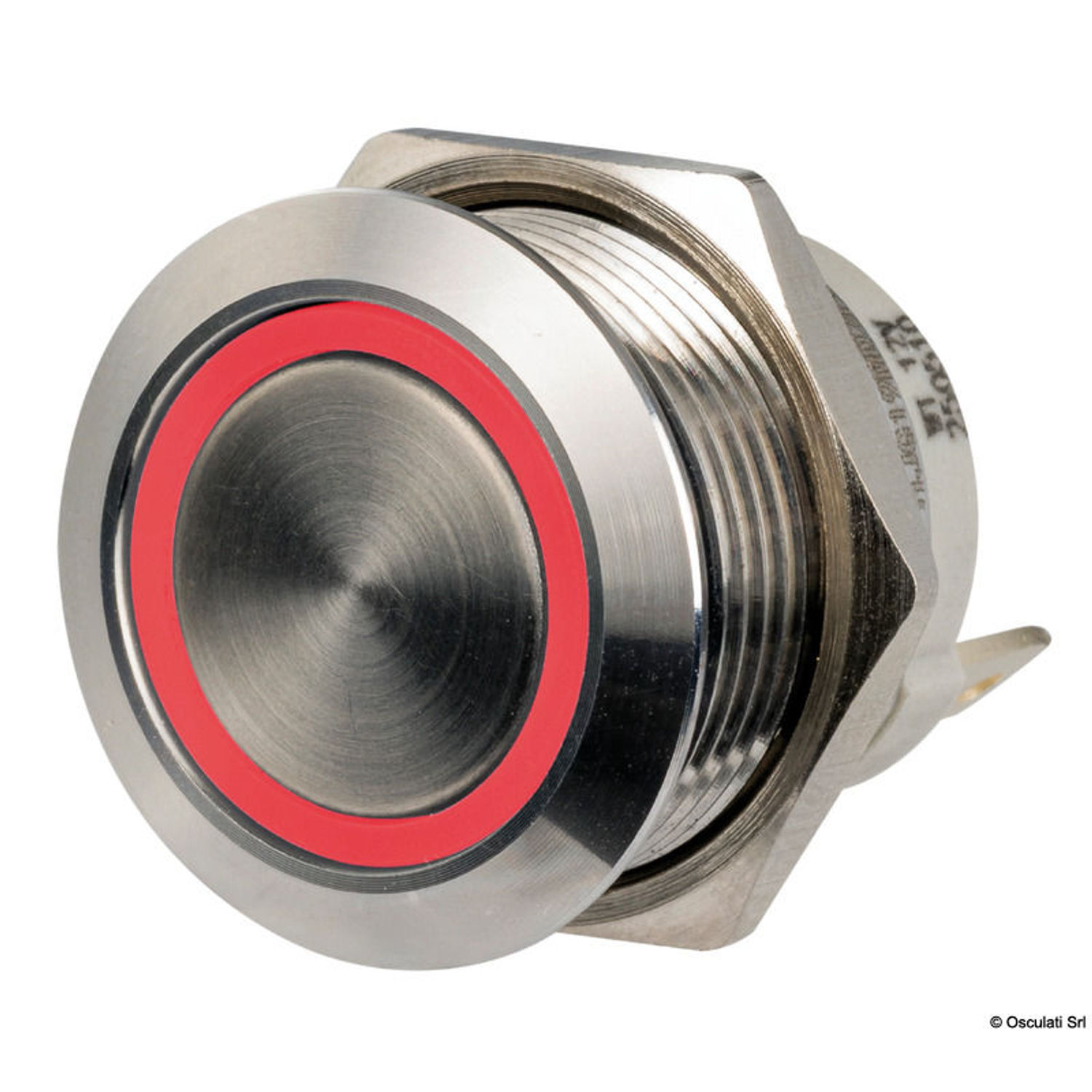 FLAT rustfri bryter ON-OFF 12/24V rød LED