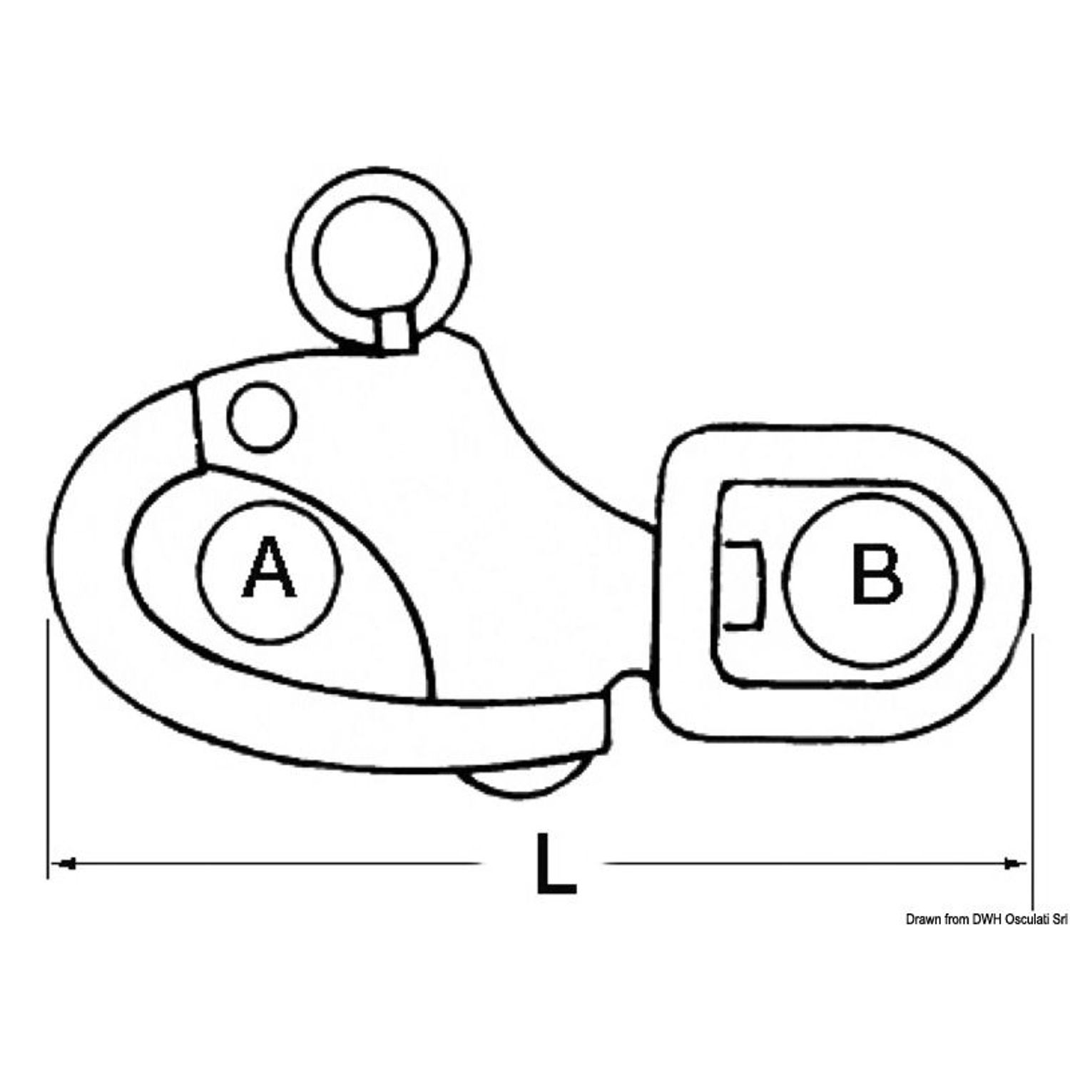 Hurtigsjakkel for spinnaker med sviveløye AISI 316 128 mm