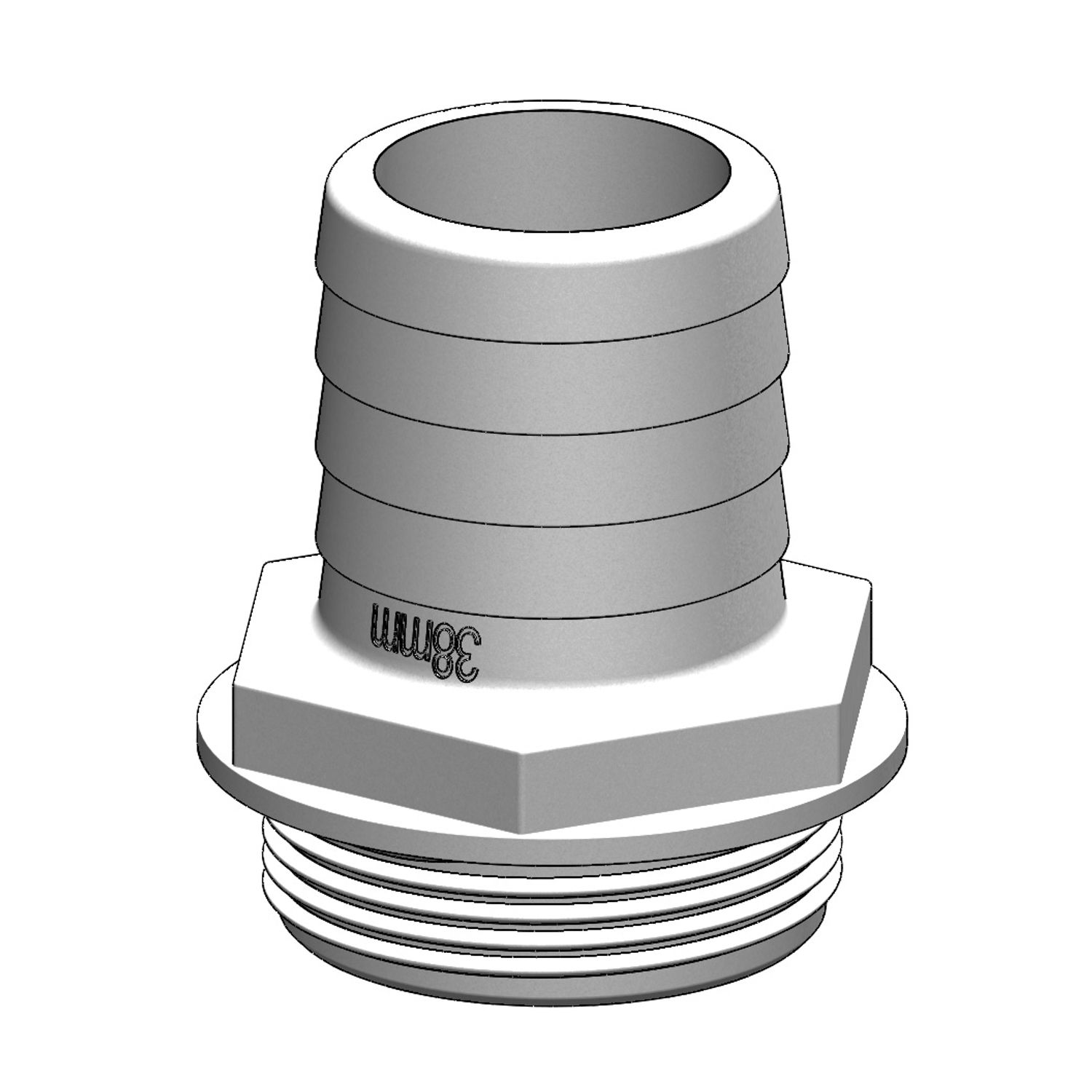 Trudesign Kobling til Ventil Lige Hvid, 38mm, 1 1/2"