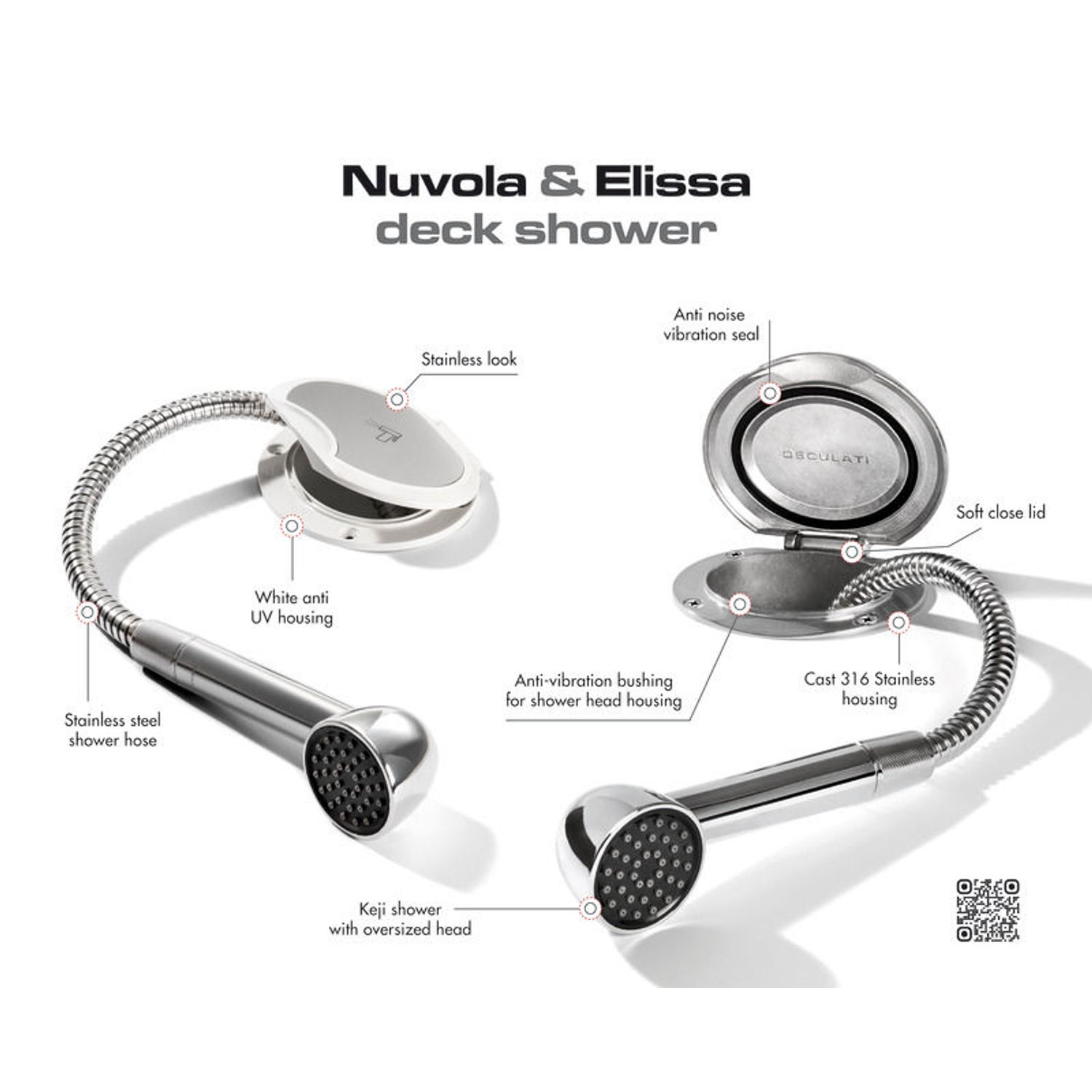 Elissa dekksdusj med Keji dusjhode PVC-slange 2.5m