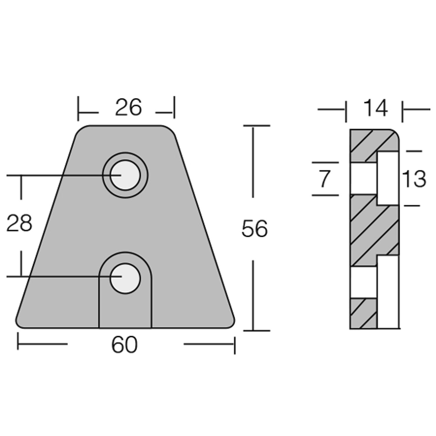 1852 Sinkanode Volvo DPX 60x56mm (876638)