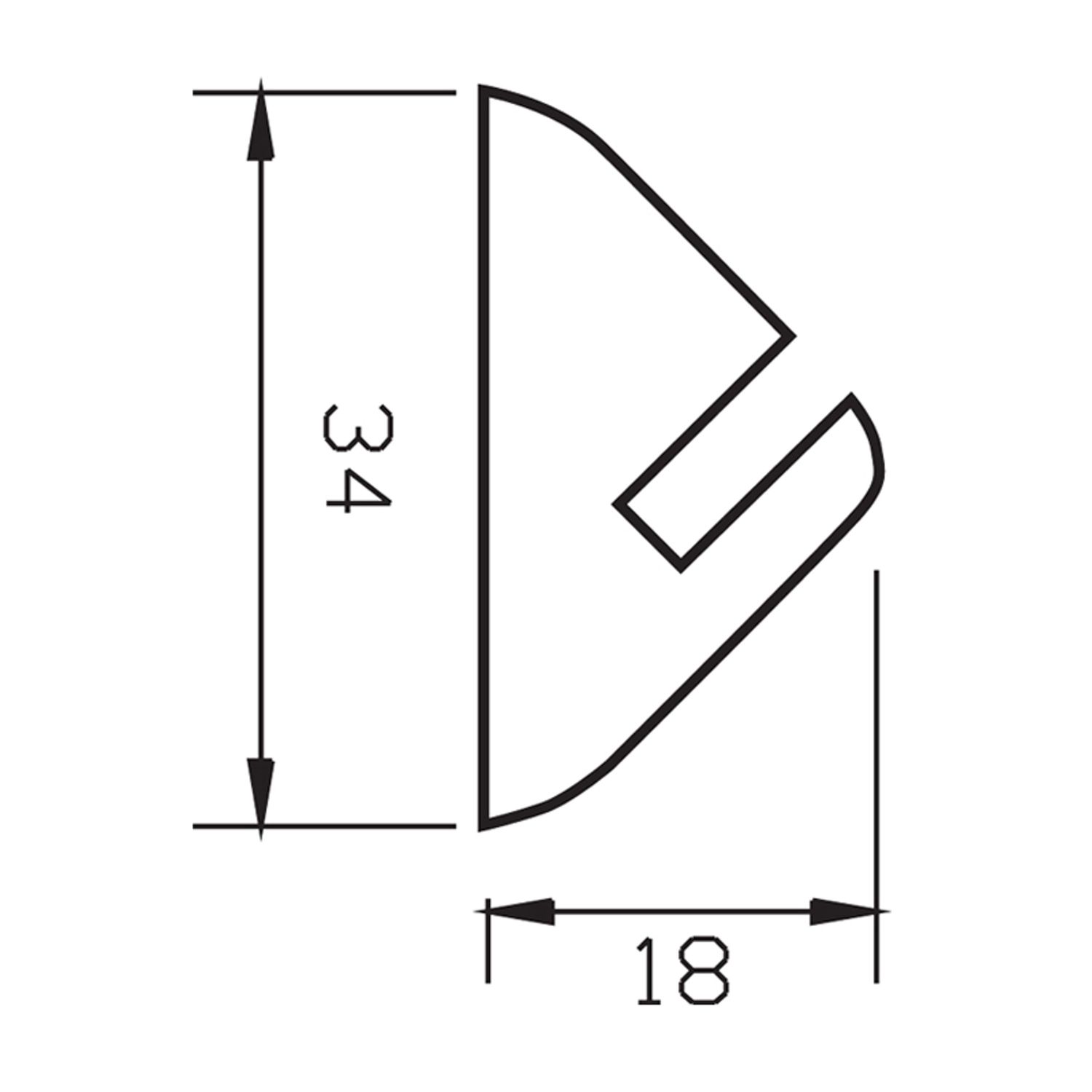 Mahognyprofil, 34 x 18 mm, 1 m