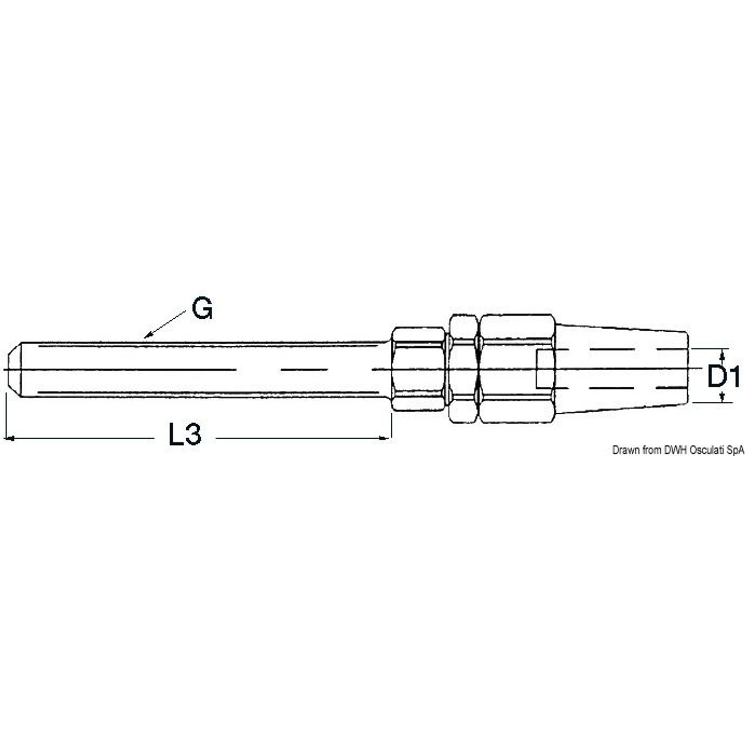 SS terminal for strekkfisk Ø 6 mm