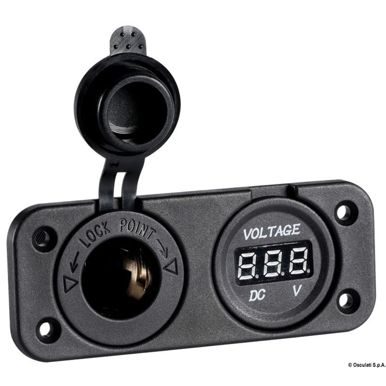 Digital voltmeter och strömuttag för infällnadsmontering