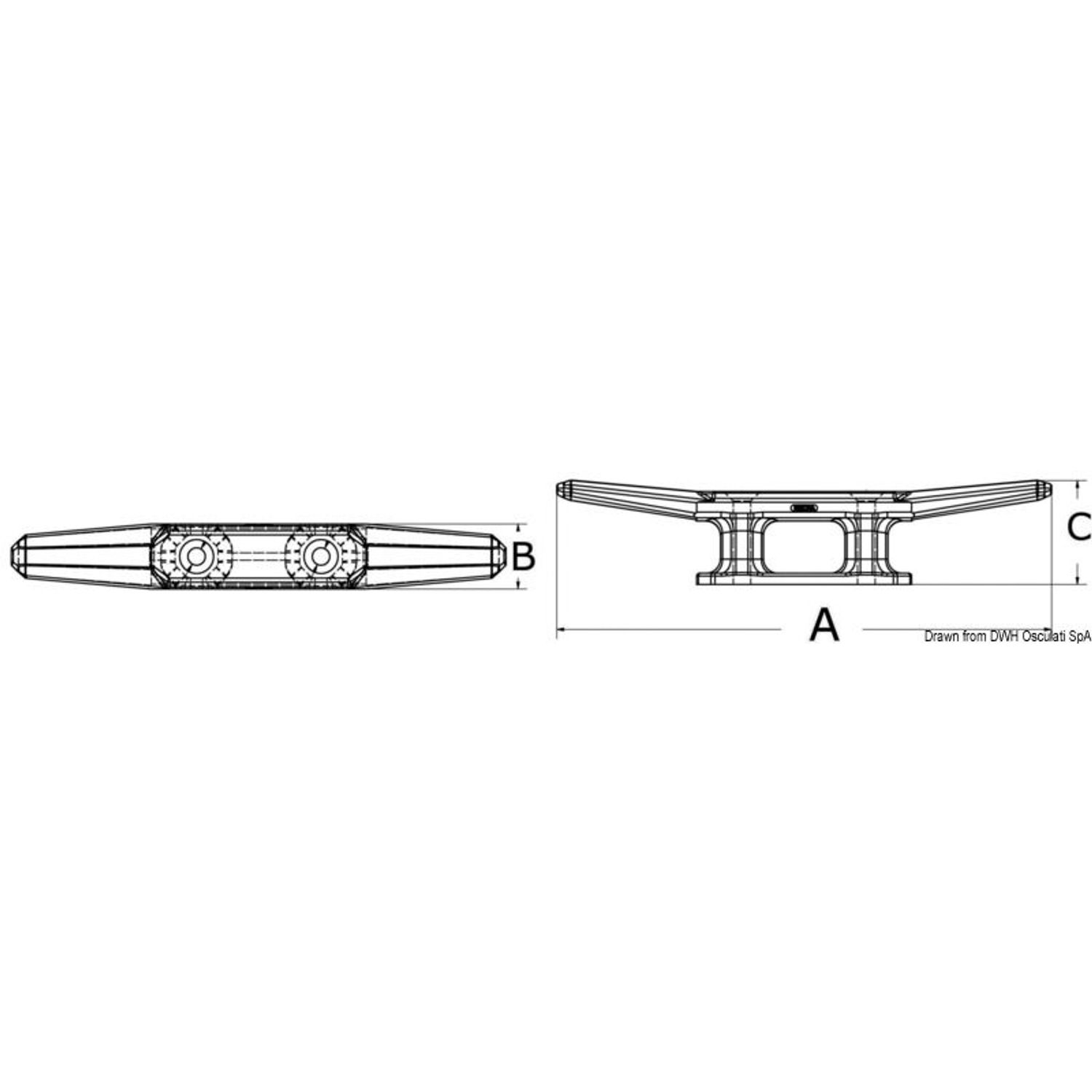 Knap i nylon, svart, 144 mm