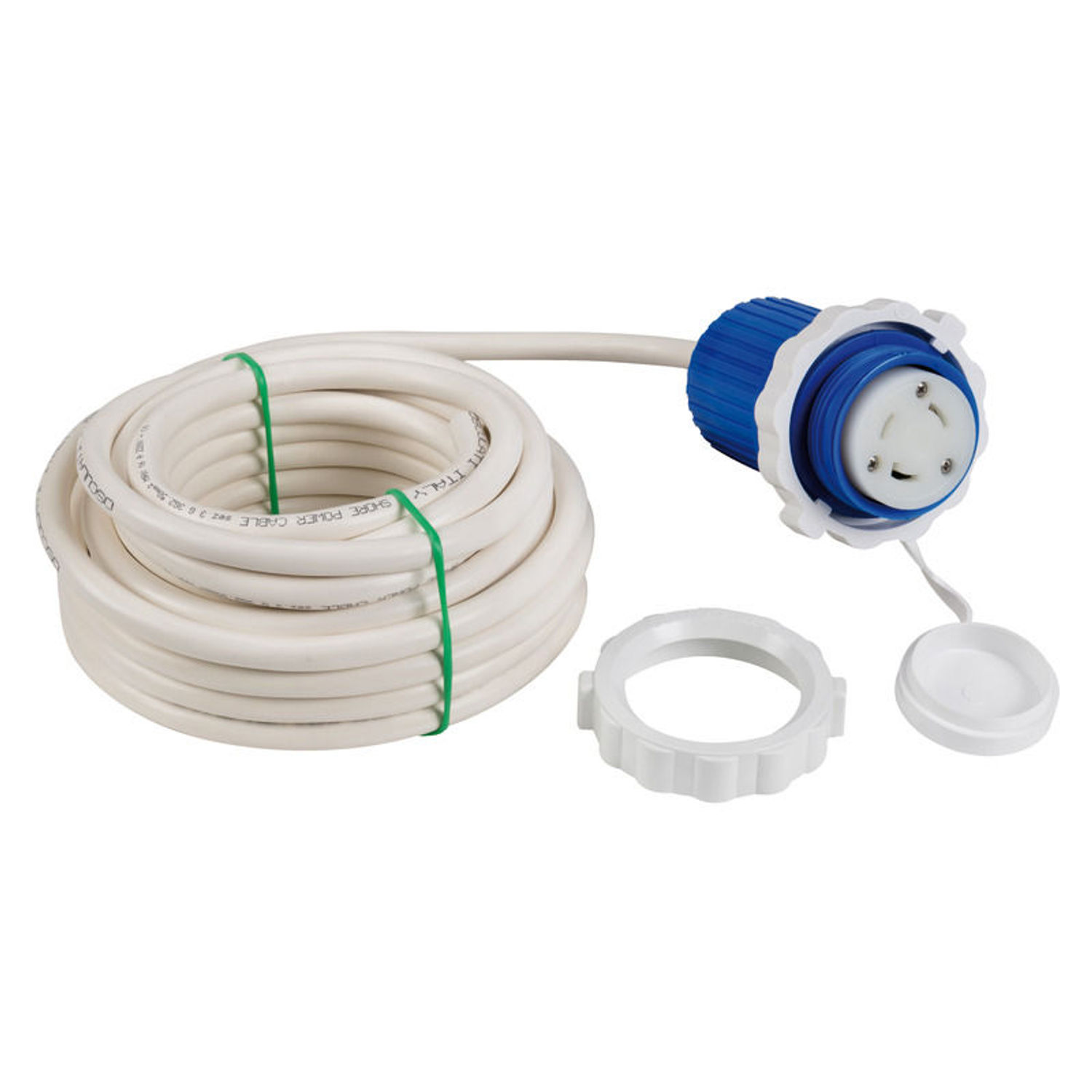 Støpsel + kabel 15 m hvit 30 A