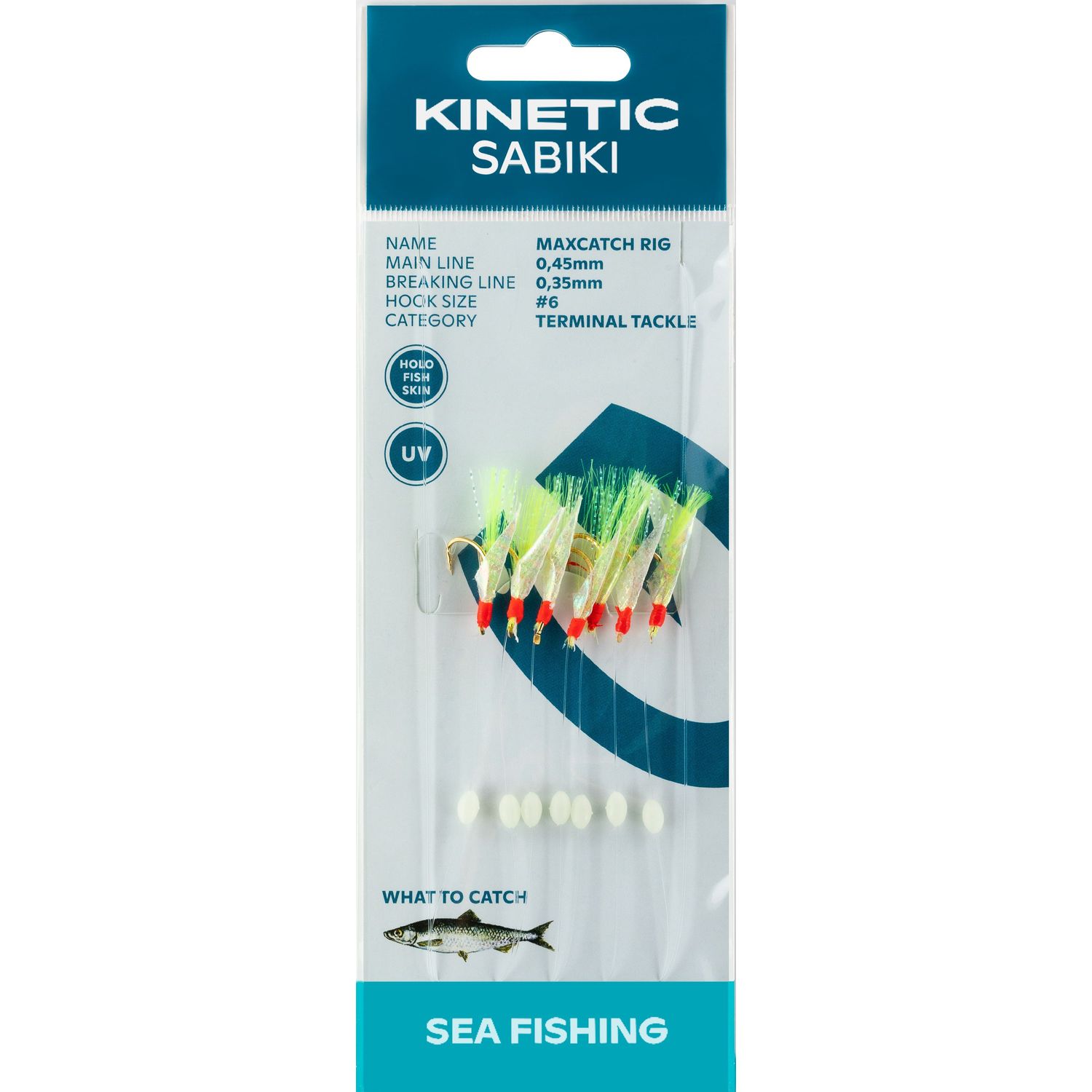 Kinetic Sabiki Sildeforfang Maxcatch, Fishskin/Gul