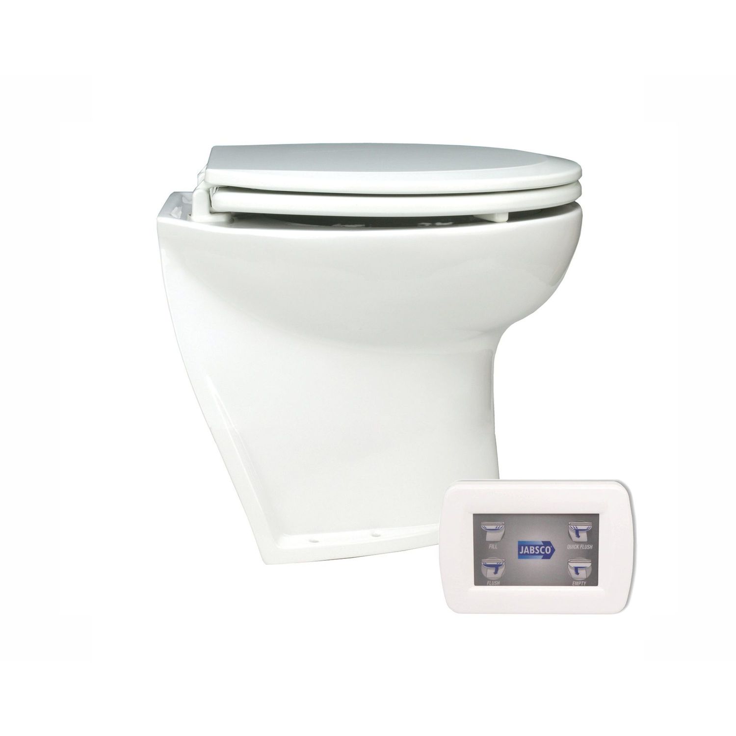 Jabsco Deluxe Flush El-toilet 14" Skrå Bagkant Pumpe 12v