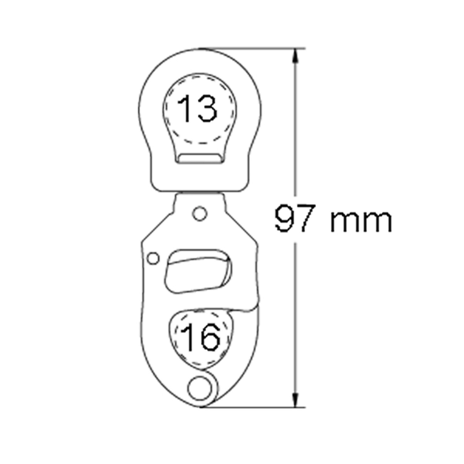 Ronstan triggersnap skødekrog lille øje bl 3.200 kg 97 mm