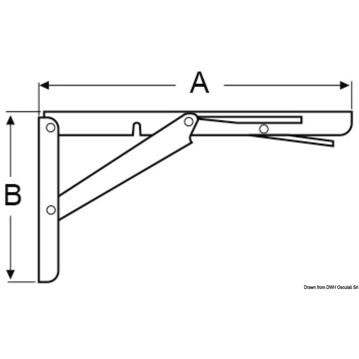Taittuva pöytäkannatin 303 x 165 mm