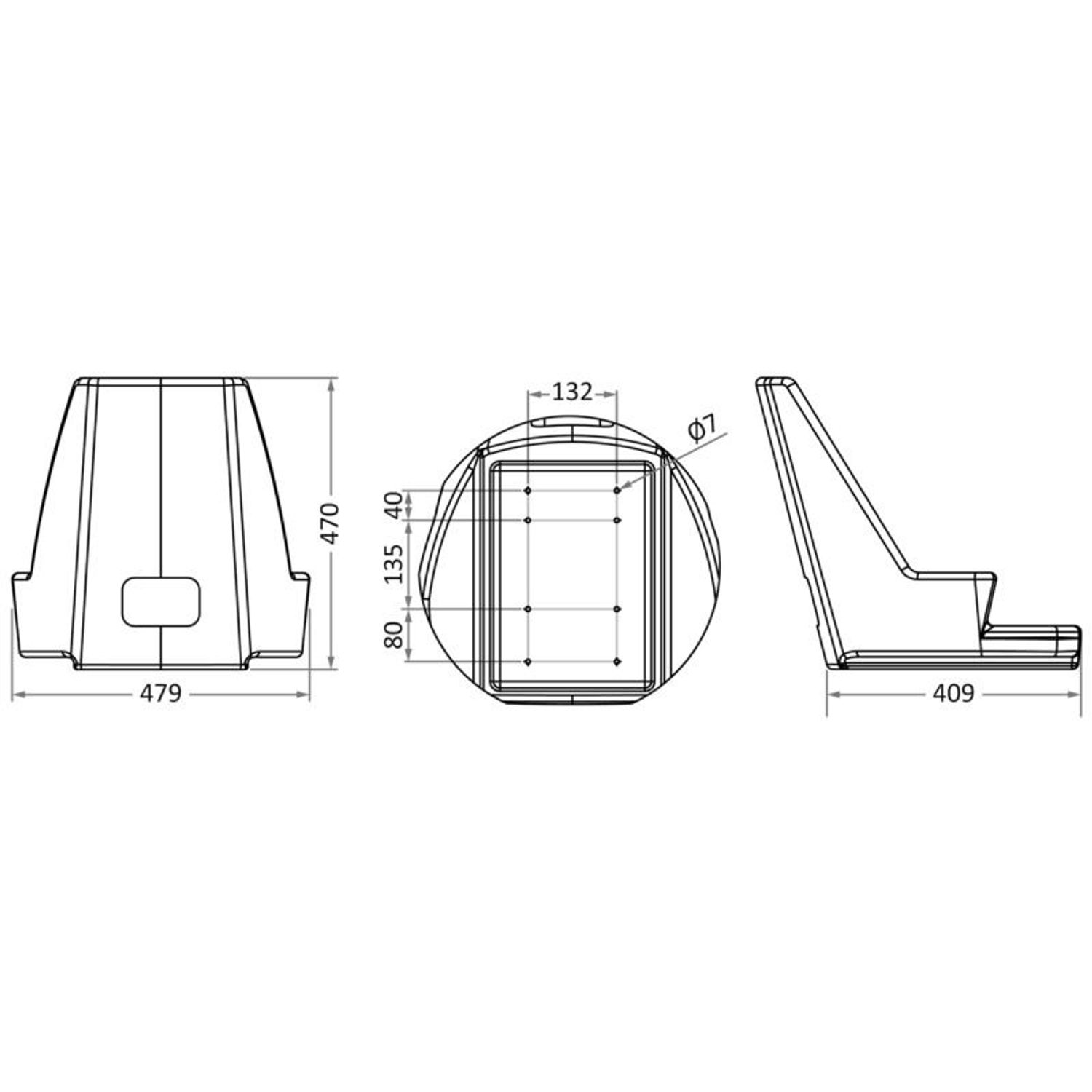 Compact stolsram i vit polyeten utan dynor