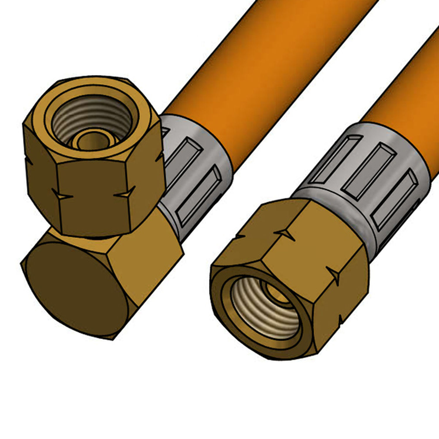 Gasslange med 1/4" gevind LH vinklet + LH omløber, 80 cm