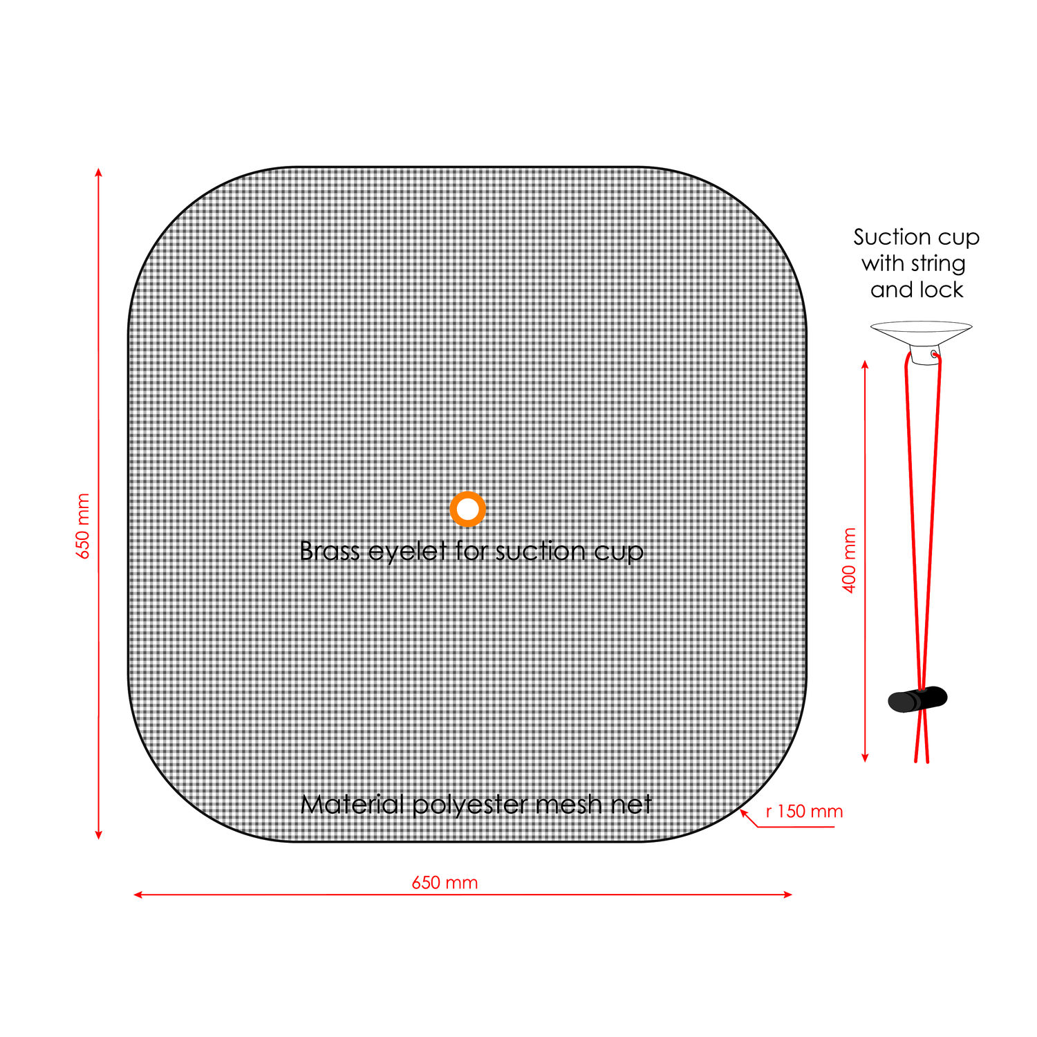 Myggnett til Portholes / dekksluker