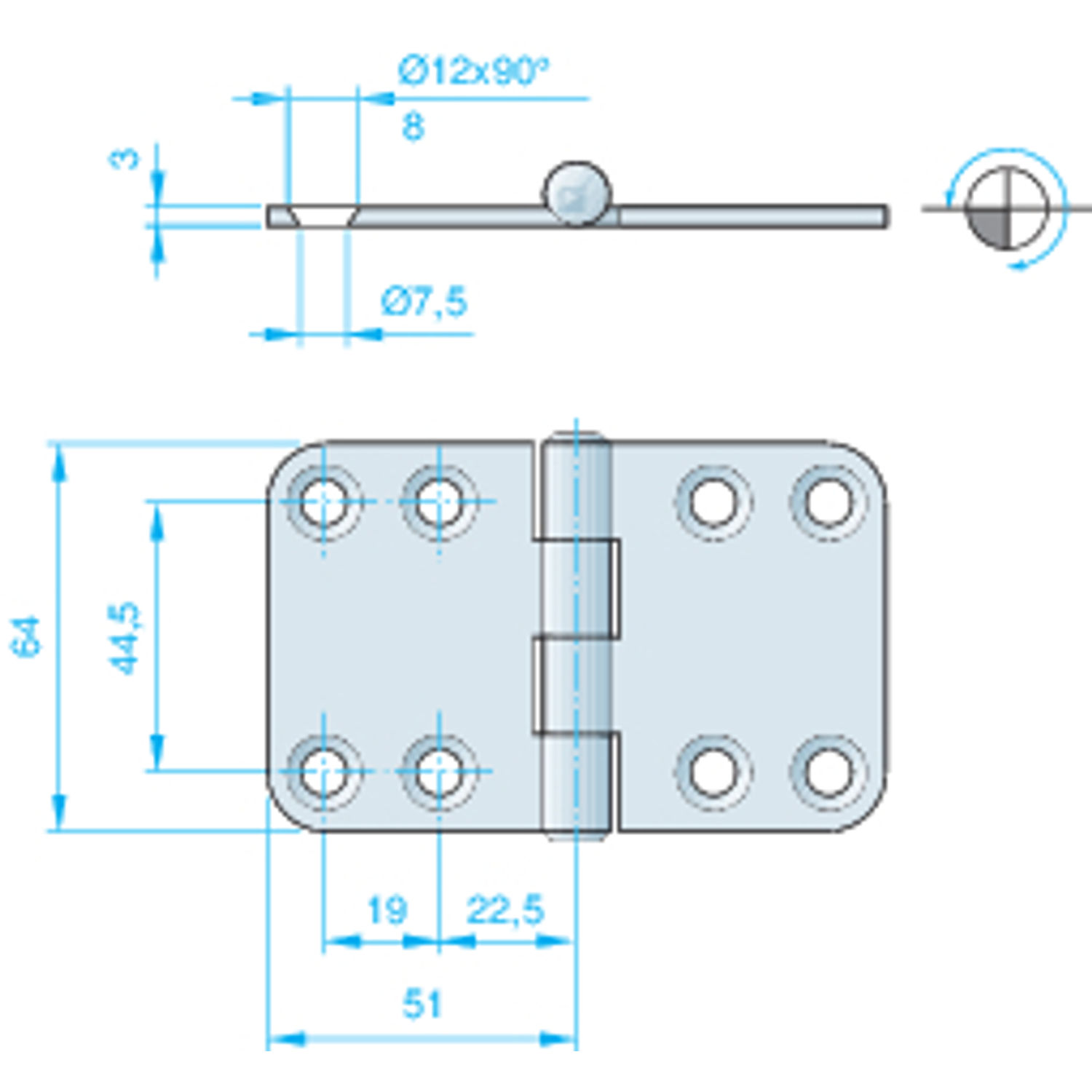 Hengsel 102 x 64 mm